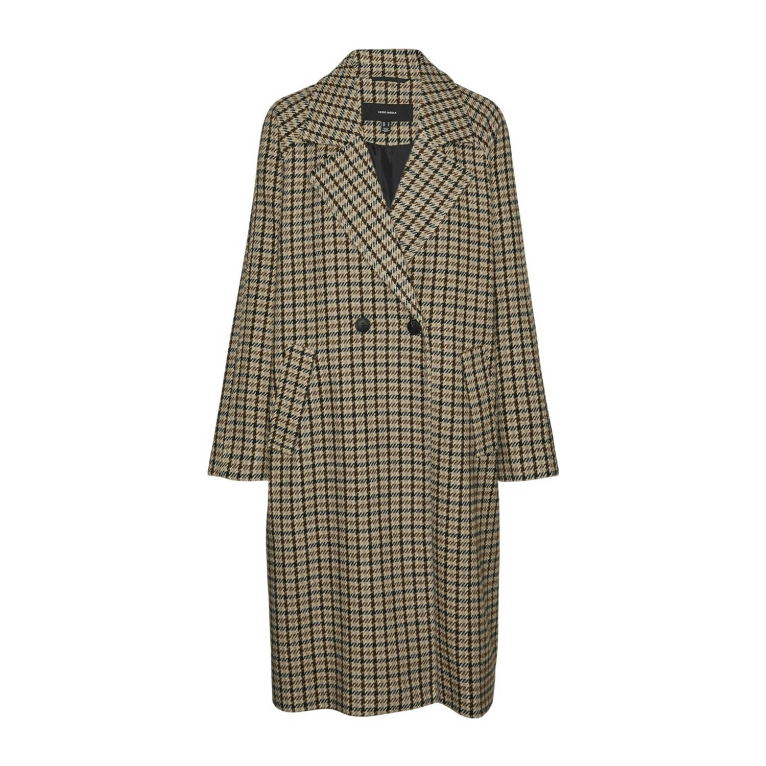 Vero Moda Lange jas VMHANNAH LONG WOOL CHECK COAT GA BOO