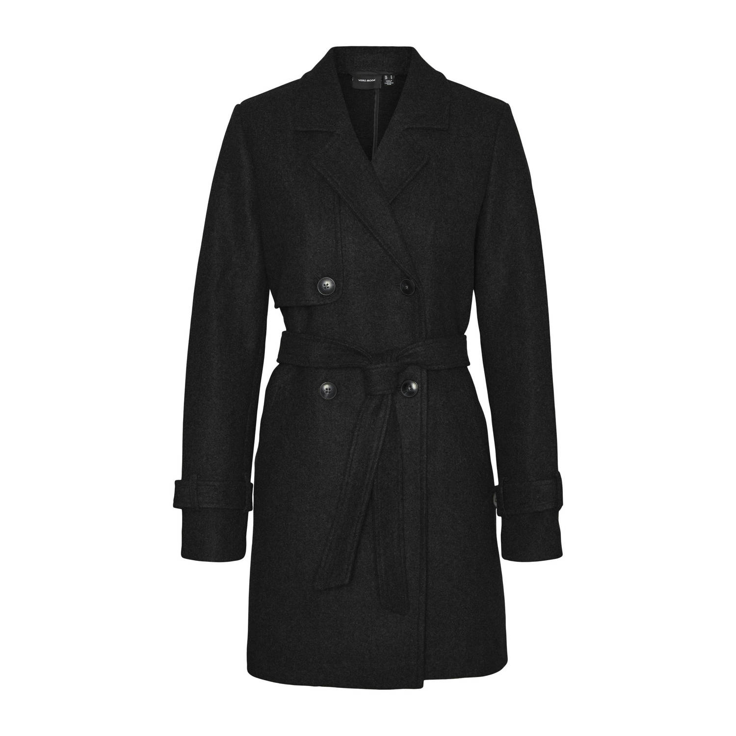 VERO MODA wollen trenchcoat winter VMPOPAMY zwart