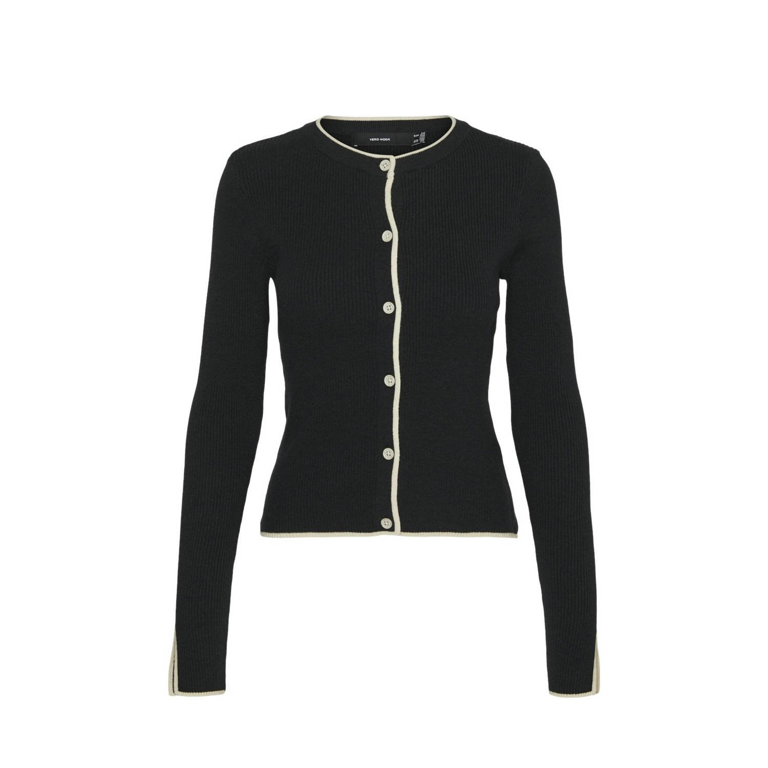 VERO MODA vest zwart ecru