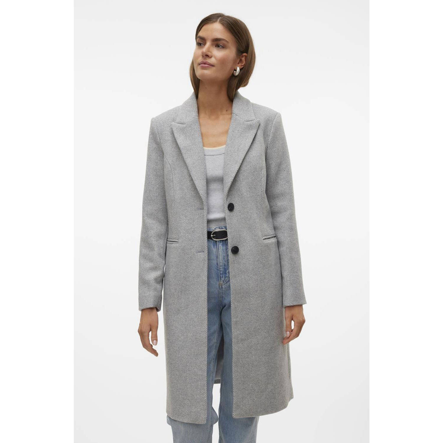 VERO MODA jas met wol lichtgrijs