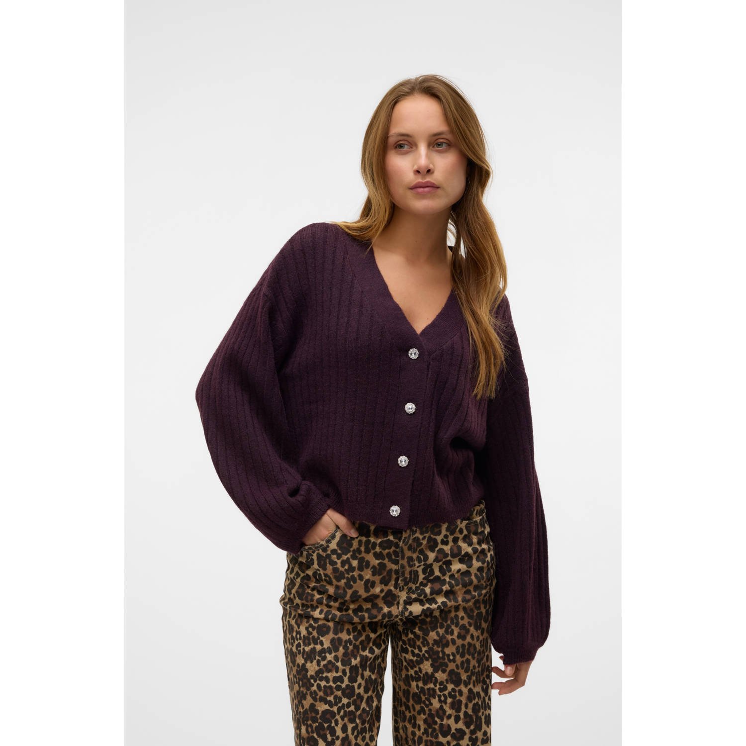 VERO MODA vest donkerviolet