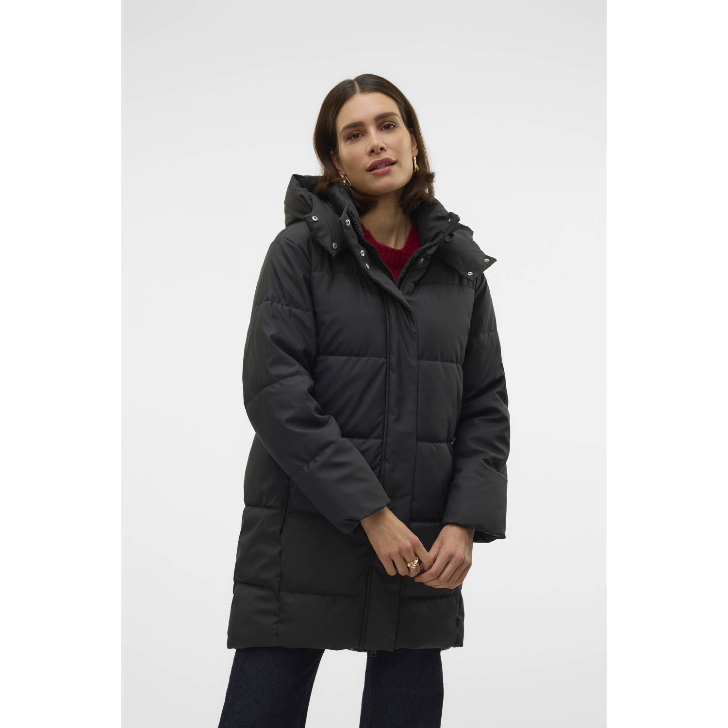 VERO MODA mid gewatteerde jas zwart