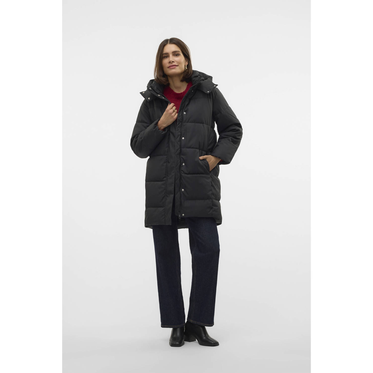 VERO MODA mid gewatteerde jas zwart