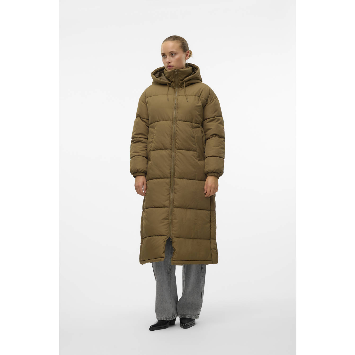 Vero Moda Gewatteerde lange jas met afneembare capuchon model 'KLEA'
