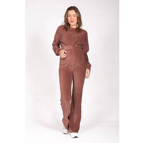 LOVE2WAIT fluwelen zwangerschapssweater bruin afbeelding