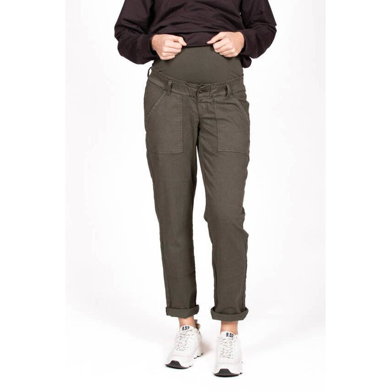 LOVE2WAIT regular fit zwangerschapsbroek olijfgroen