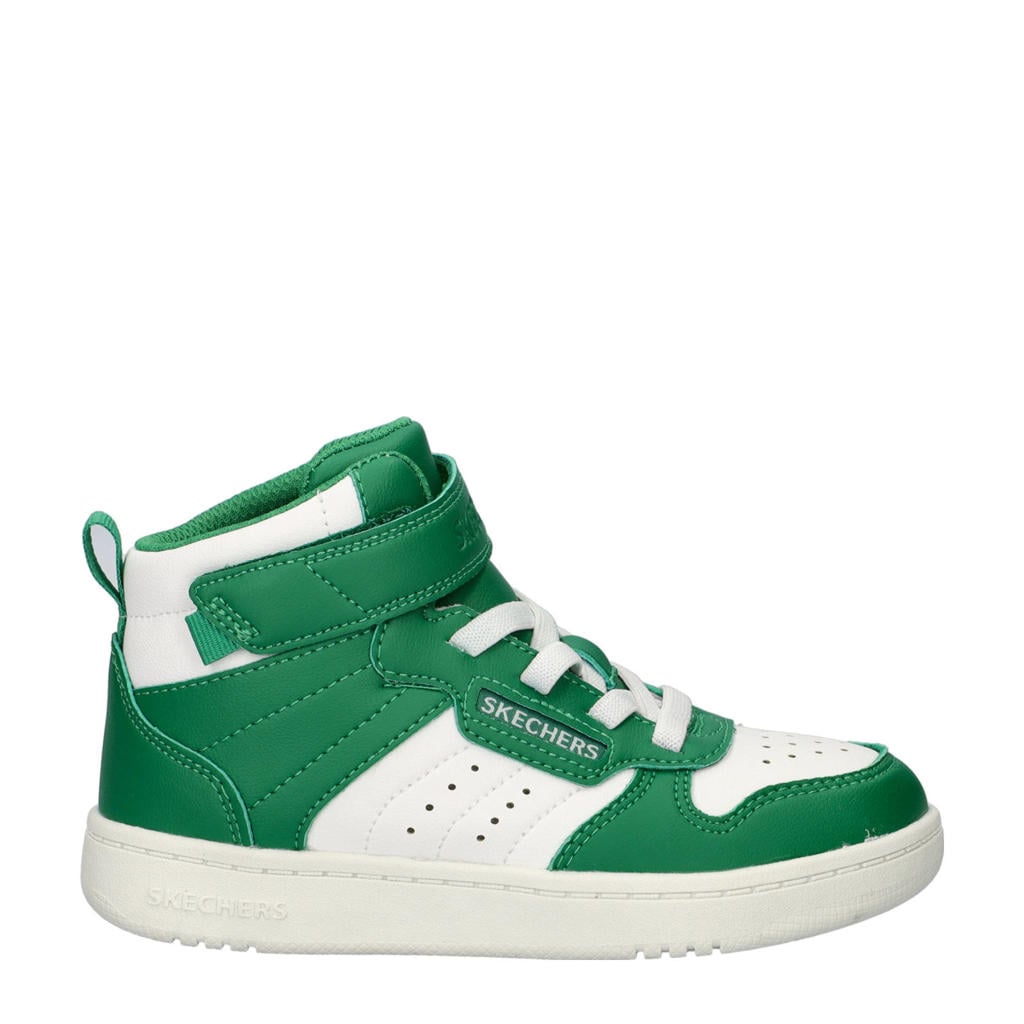 Groen en witte jongens Skechers Quick Street sneakers van imitatieleer met veter- met klittenbandsluiting