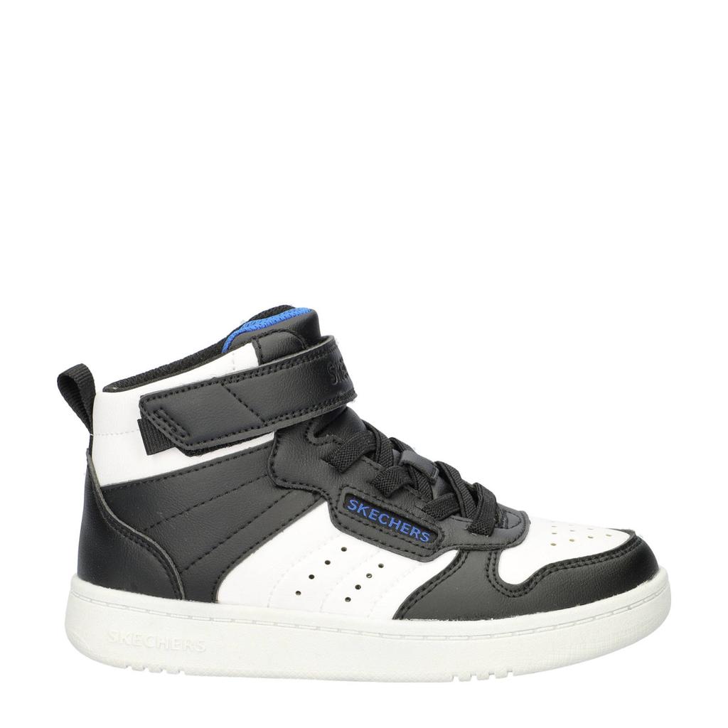 Zwart en witte jongens Skechers Quick Street sneakers van imitatieleer met veter- met klittenbandsluiting