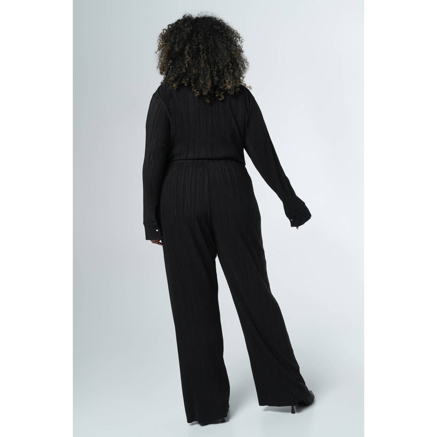 MS Mode satijnen wide leg broek zwart