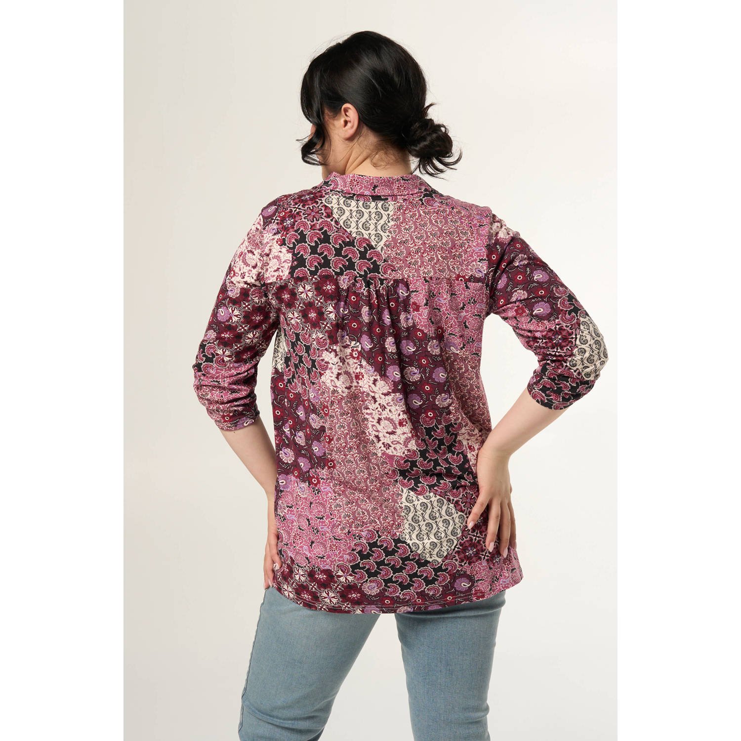 MS Mode top met grafische print multi bessen rood