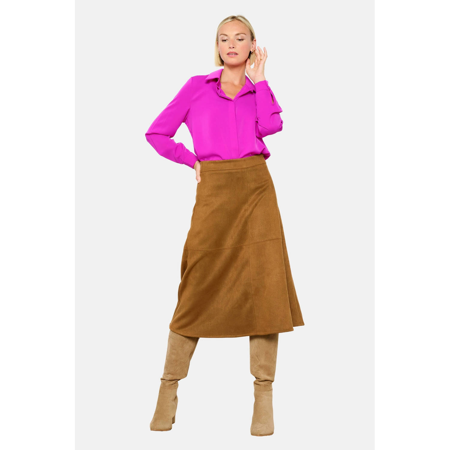 LOLALIZA suede midi rok camel