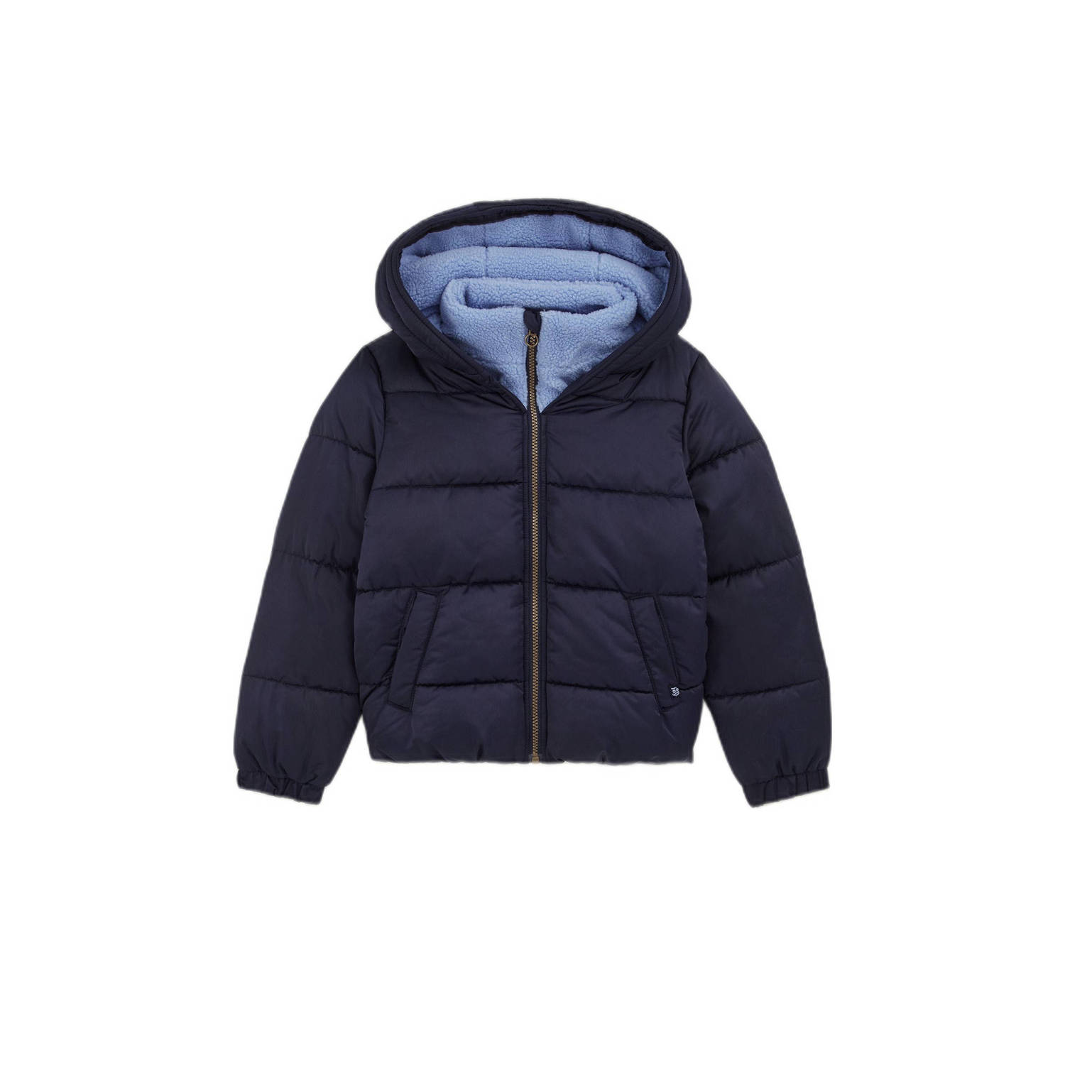 WE Fashion gewatteerde winterjas donkerblauw lichtblauw