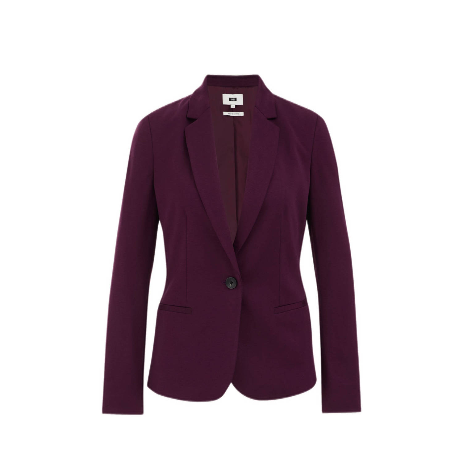 WE Fashion jersey getailleerde blazer Liz donkerpaars