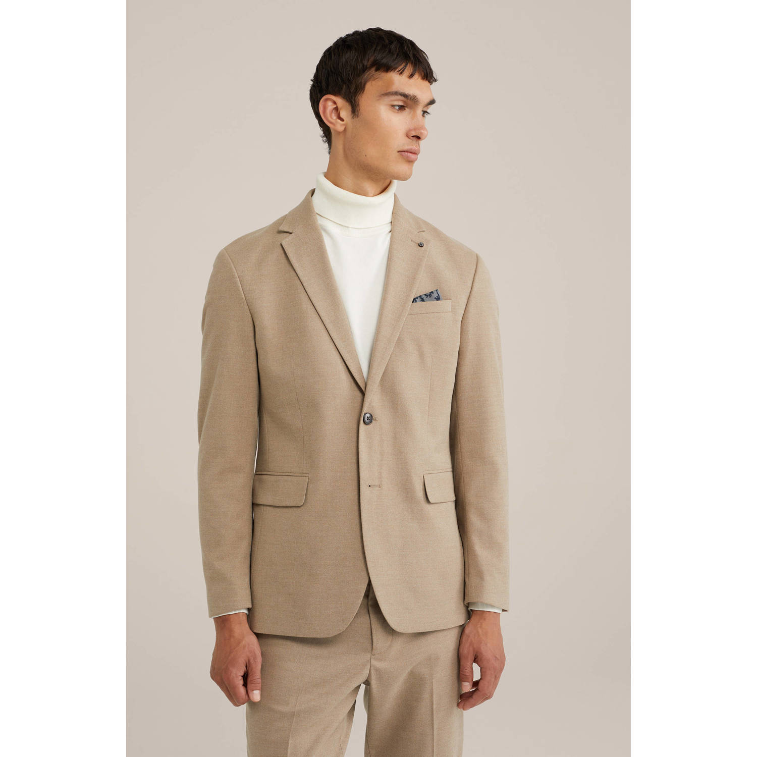 WE Fashion slim fit colbert Aram beige wood