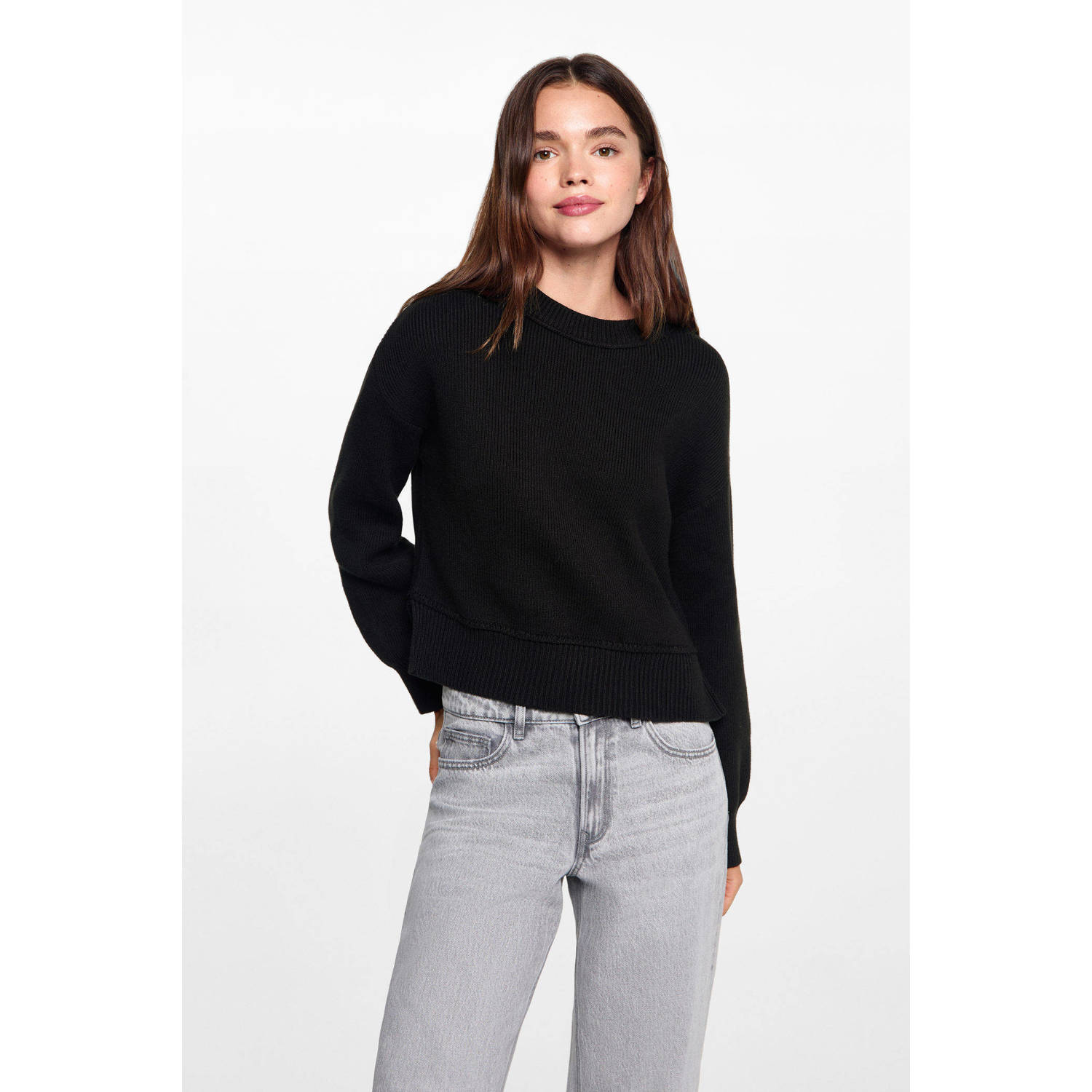 MANGO TEEN gebreide trui zwart