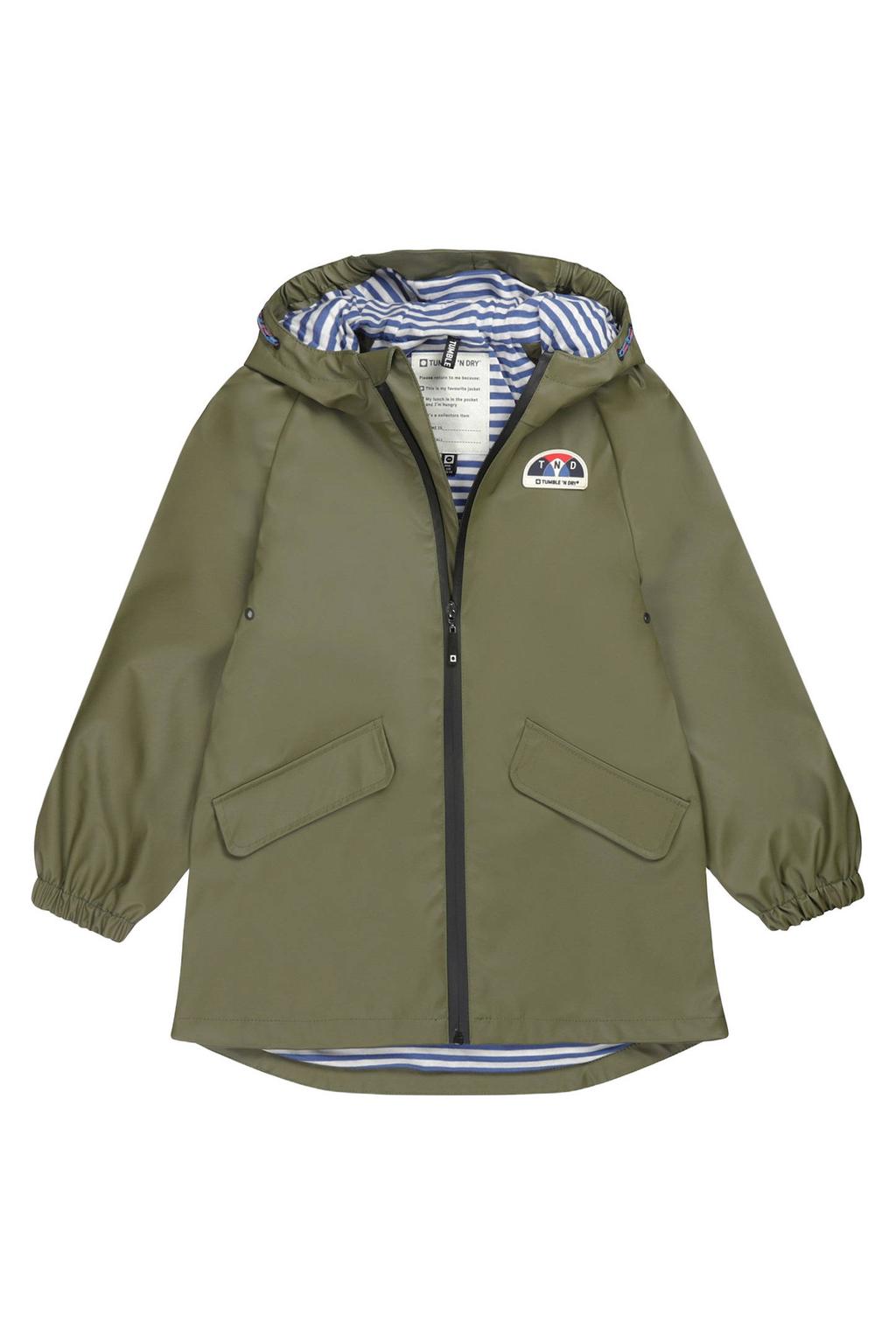 Groene jongens Tumble 'n Dry regenjas van polyamide met lange mouwen en ritssluiting