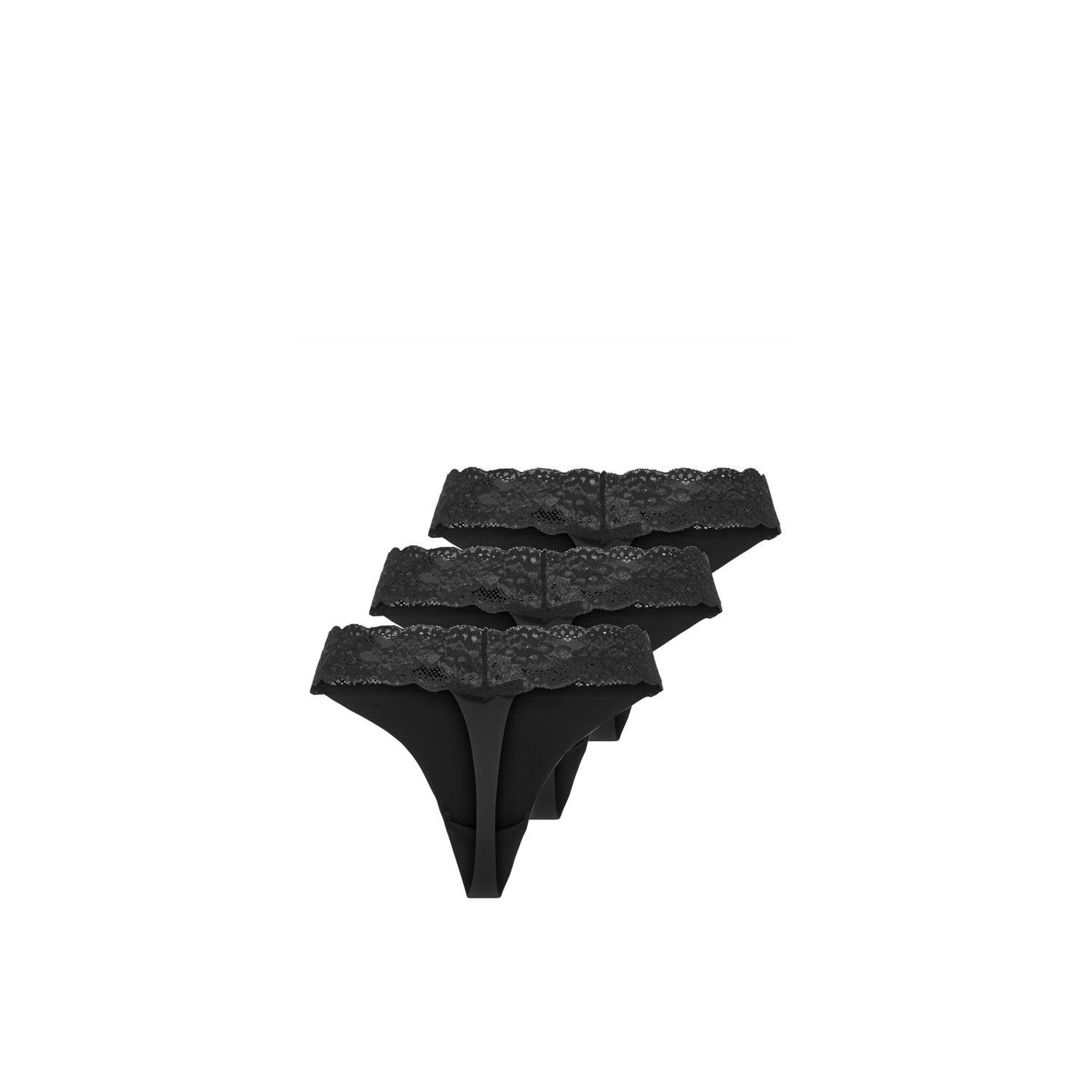 ONLY string ONLCHLOE (set van 3) zwart