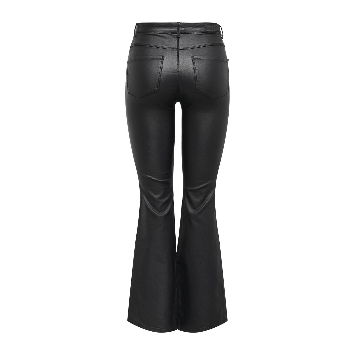 ONLY coated high waist flared broek ONLALIDA zwart