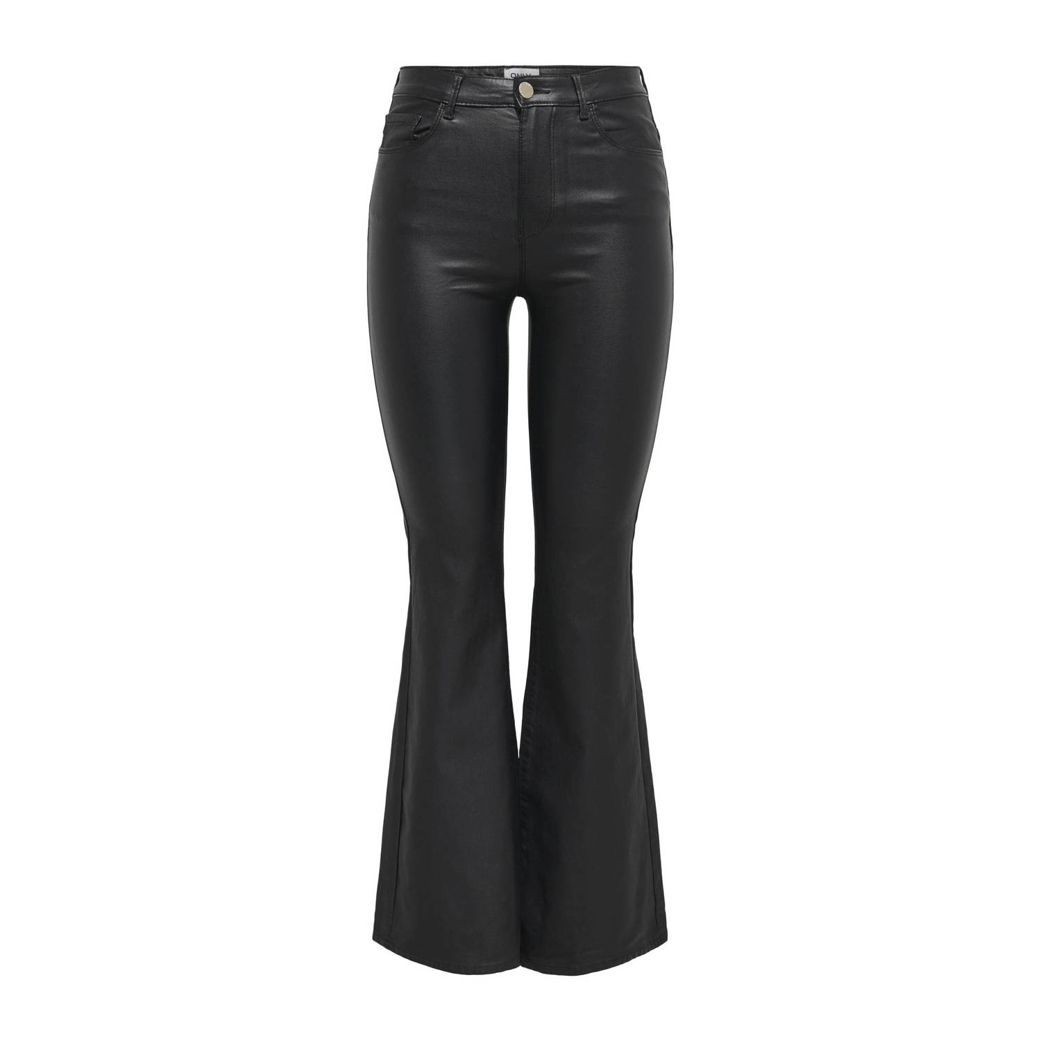 ONLY coated high waist flared broek ONLALIDA zwart