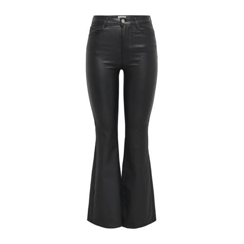ONLY coated high waist flared broek ONLALIDA zwart afbeelding