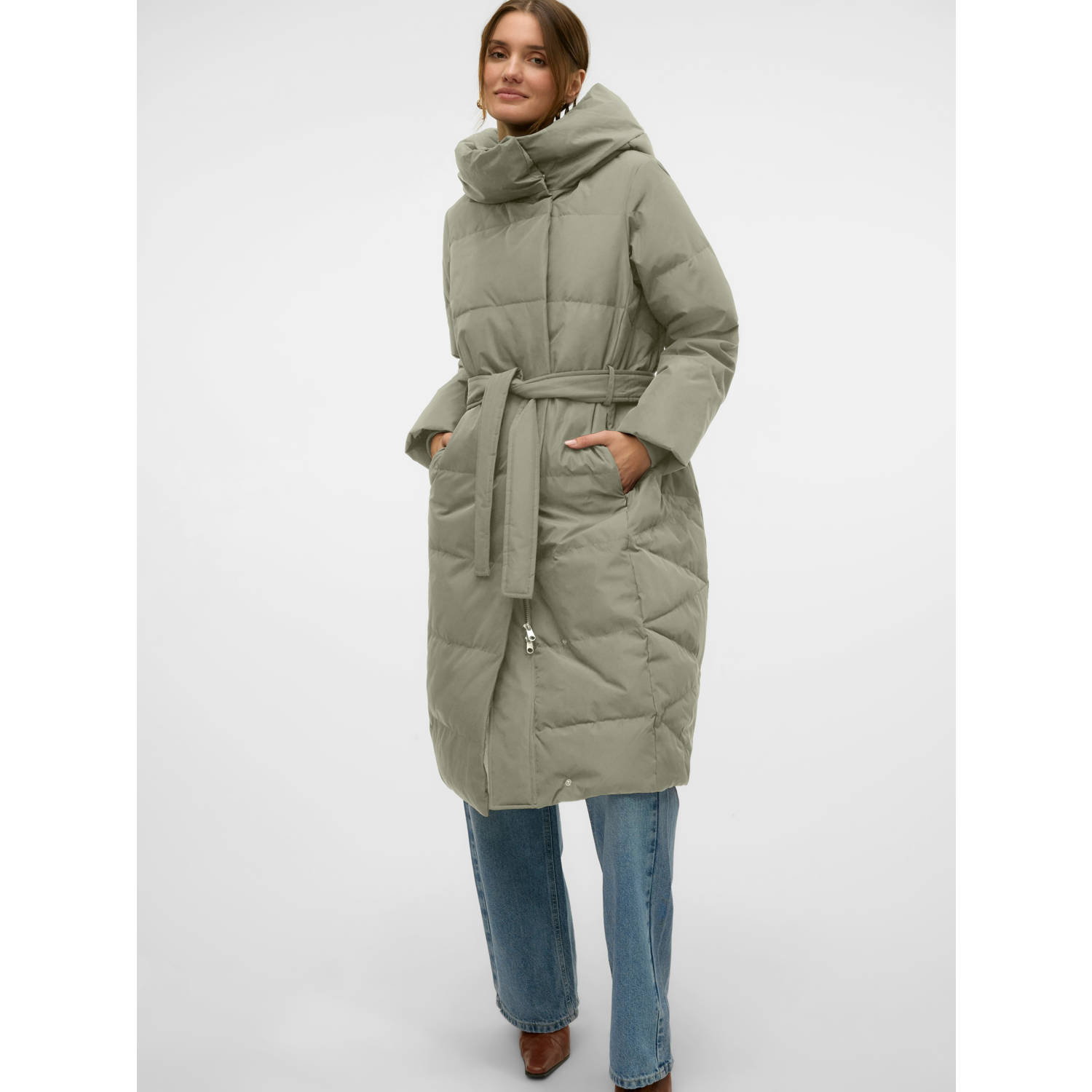 VERO MODA gewatteerde winterjas VMLEONIE grijsgroen