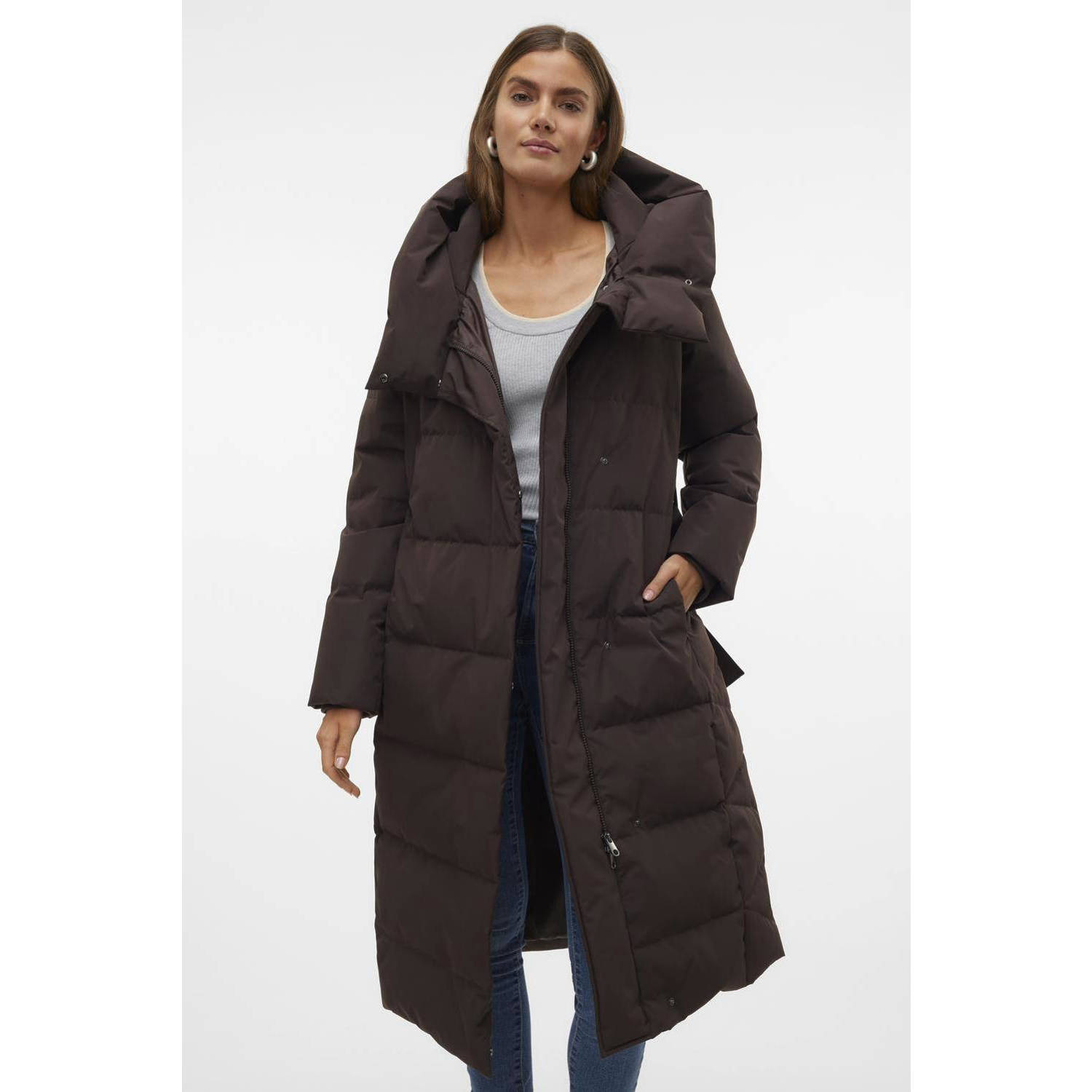 VERO MODA gewatteerde winterjas VMLEONIE donkerbruin