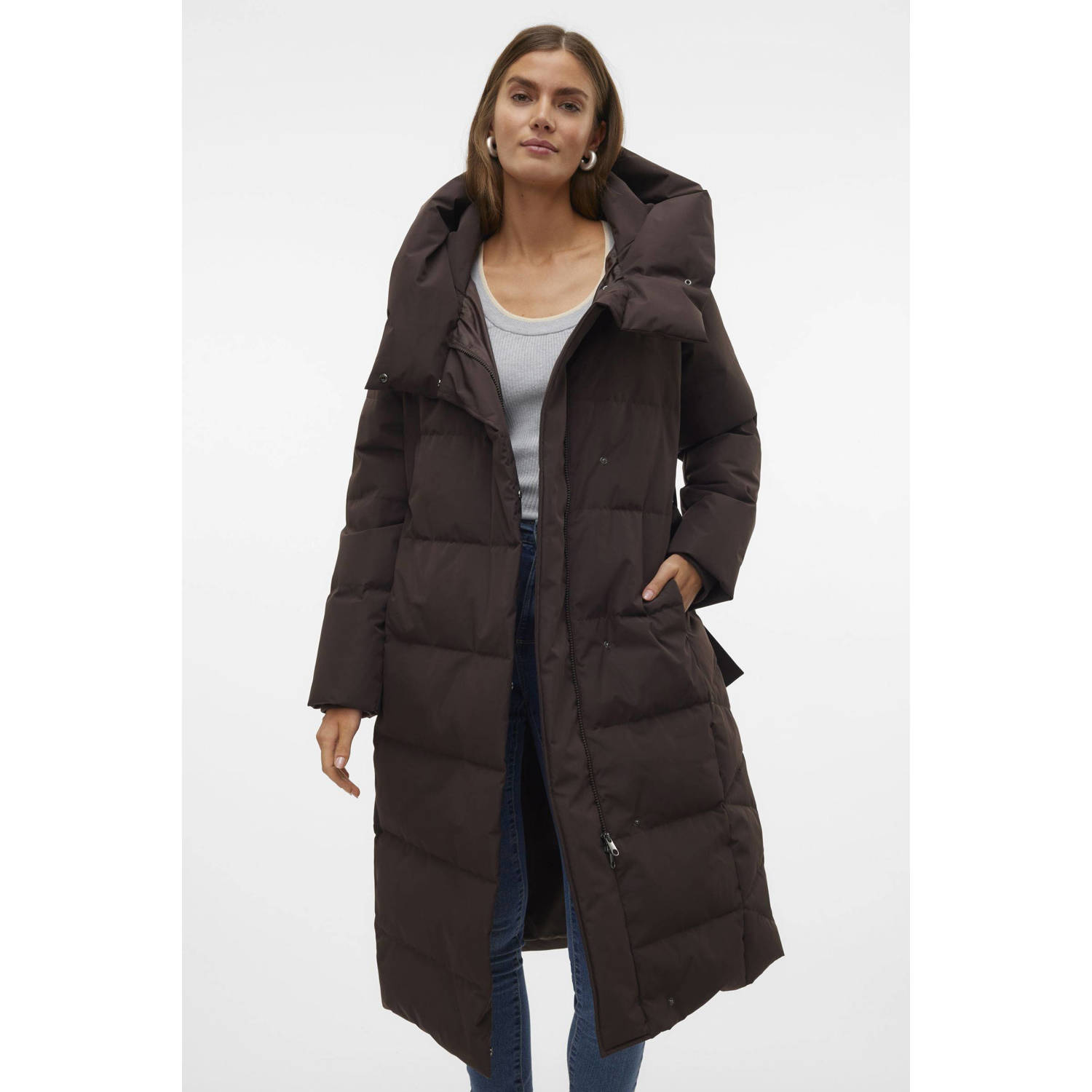 VERO MODA gewatteerde winterjas VMLEONIE donkerbruin