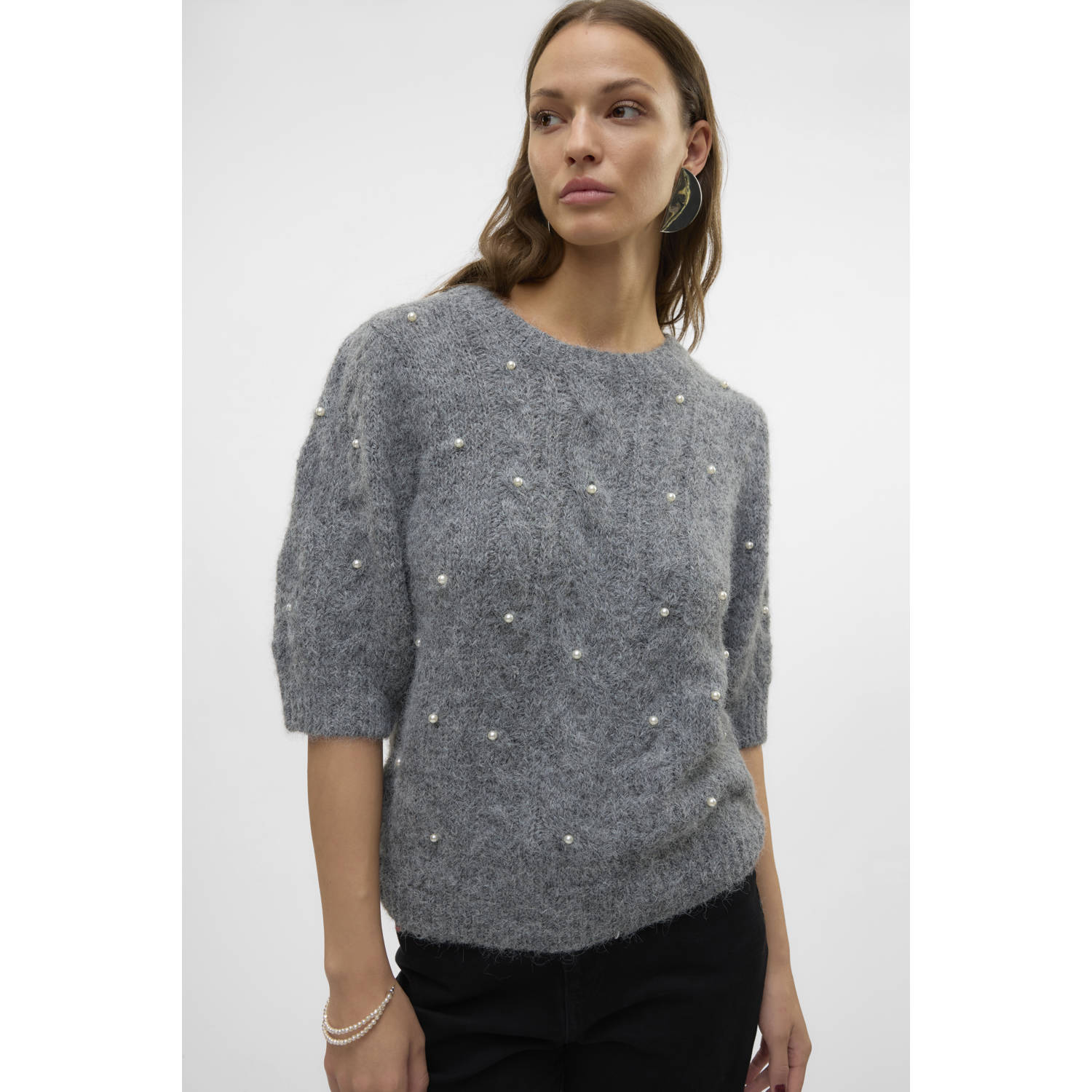 VERO MODA wollen gebreide trui grijs