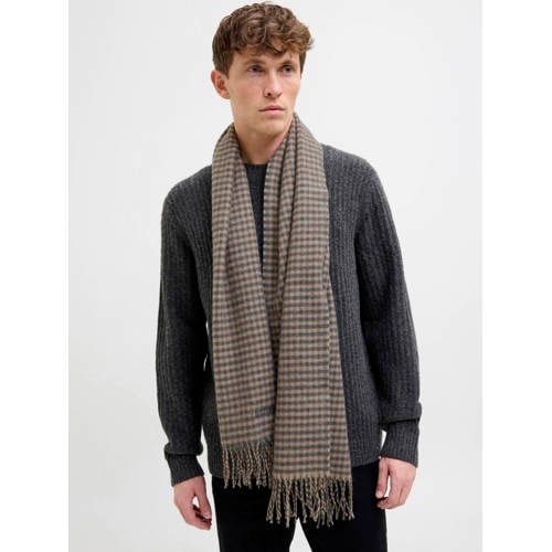 JACK & JONES geruite sjaal JACPLUMP zwart/beige afbeelding