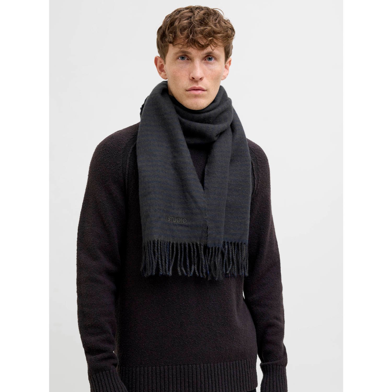 JACK & JONES geruite sjaal JACPLUMP donkerblauw bruin