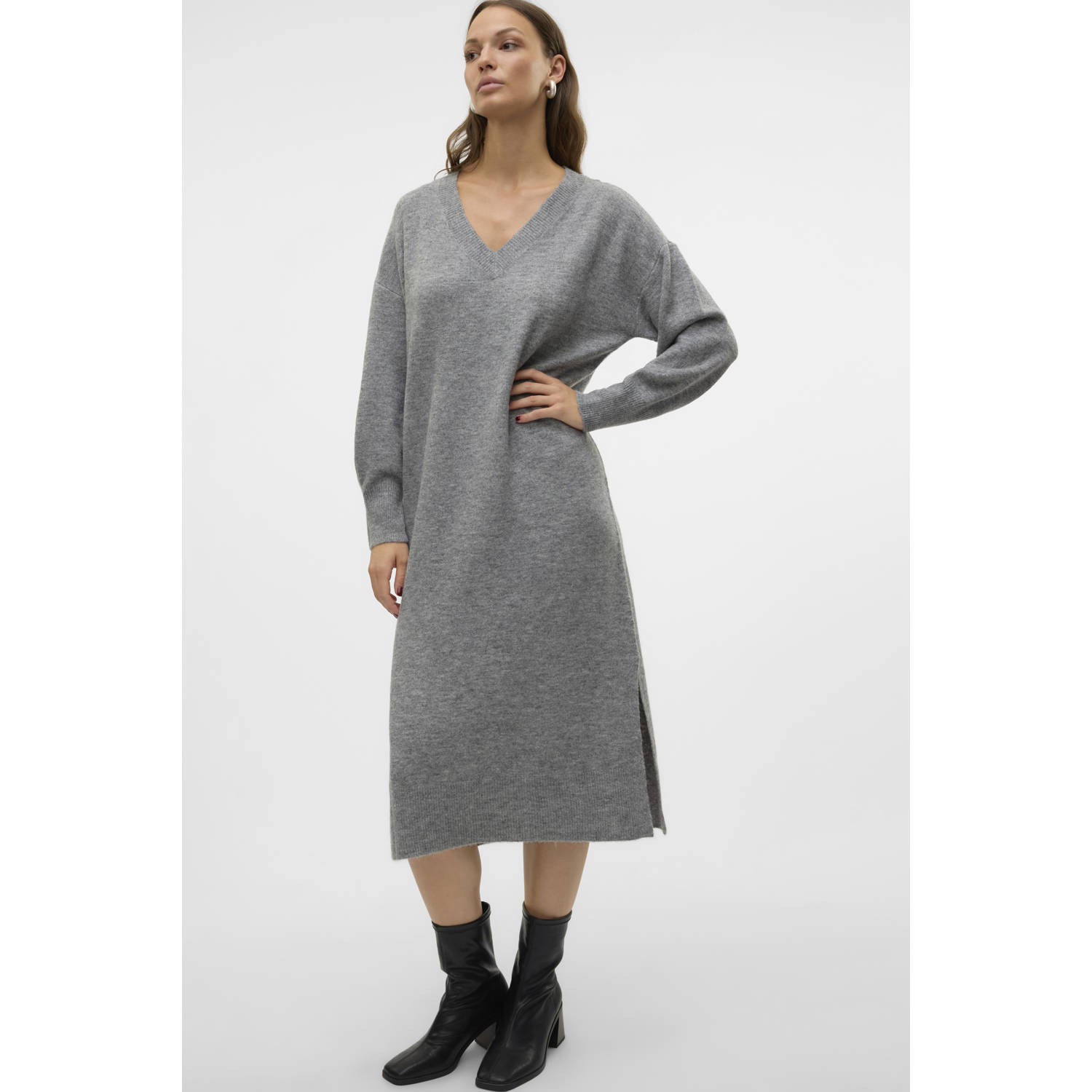 Vero Moda Gebreide jurk VMJUPITER LS V-NECK CALF DRESS BF