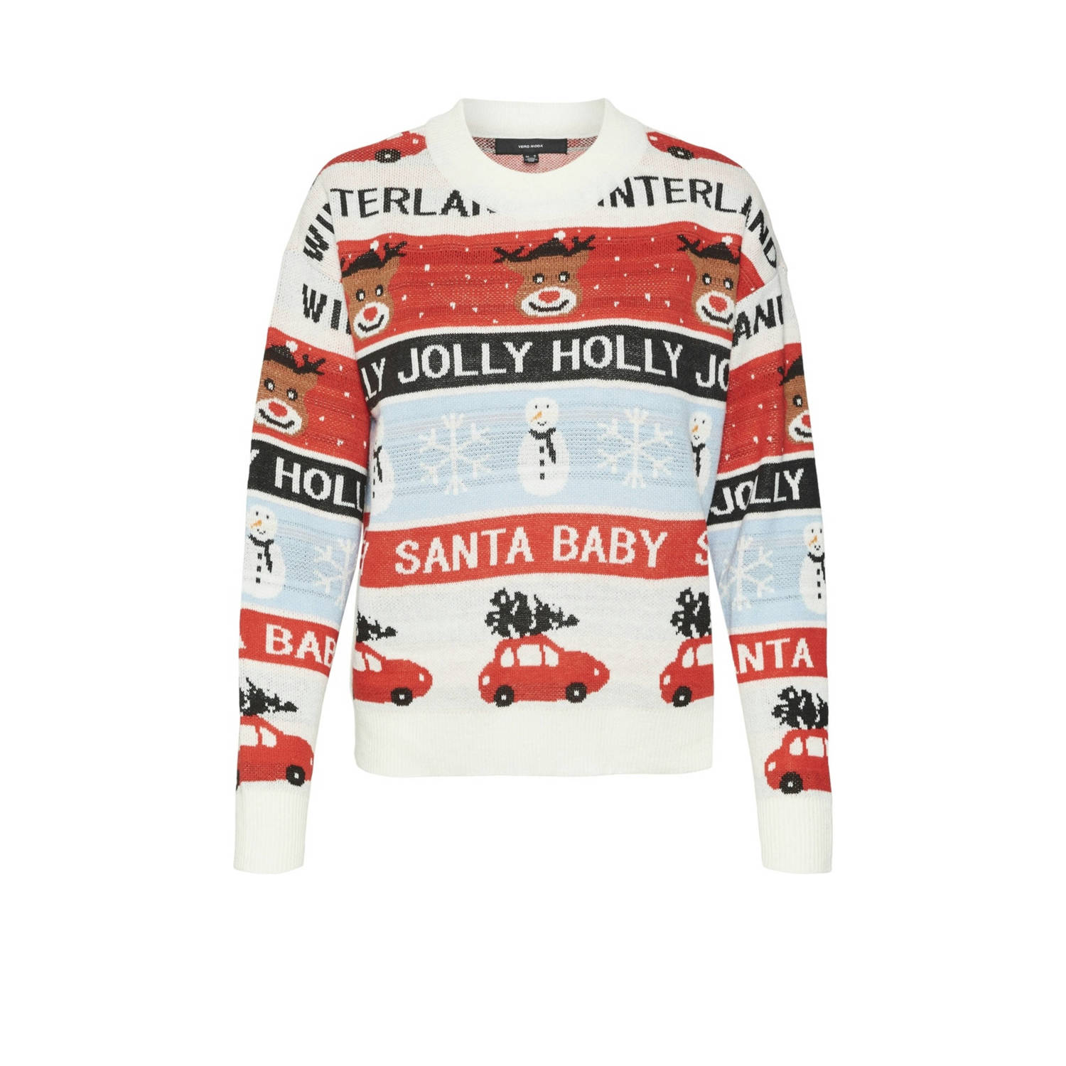 Vero Moda Comfort fit gebreide pullover met all-over kerstmotief model 'HOLLY'