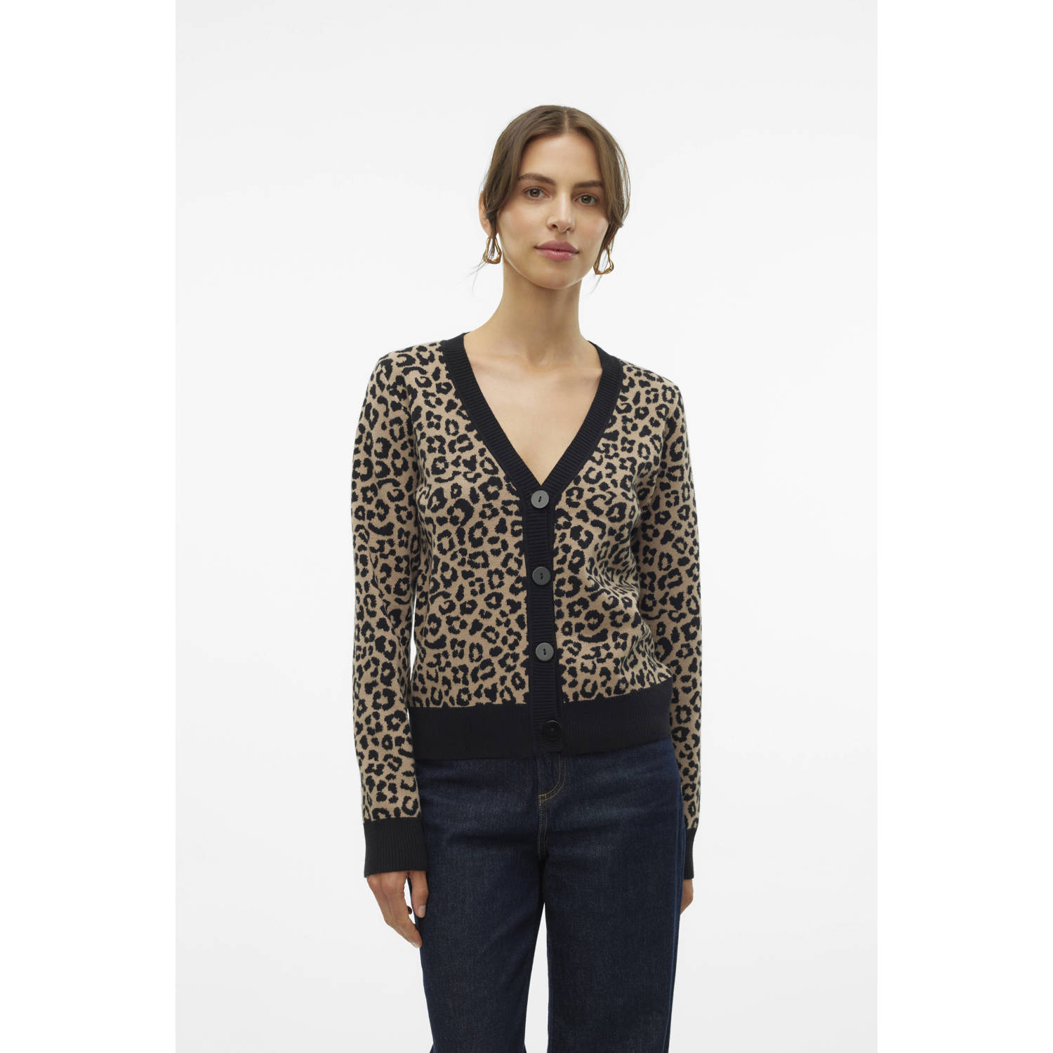 VERO MODA vest VMARIA met panterprint bruin zwart