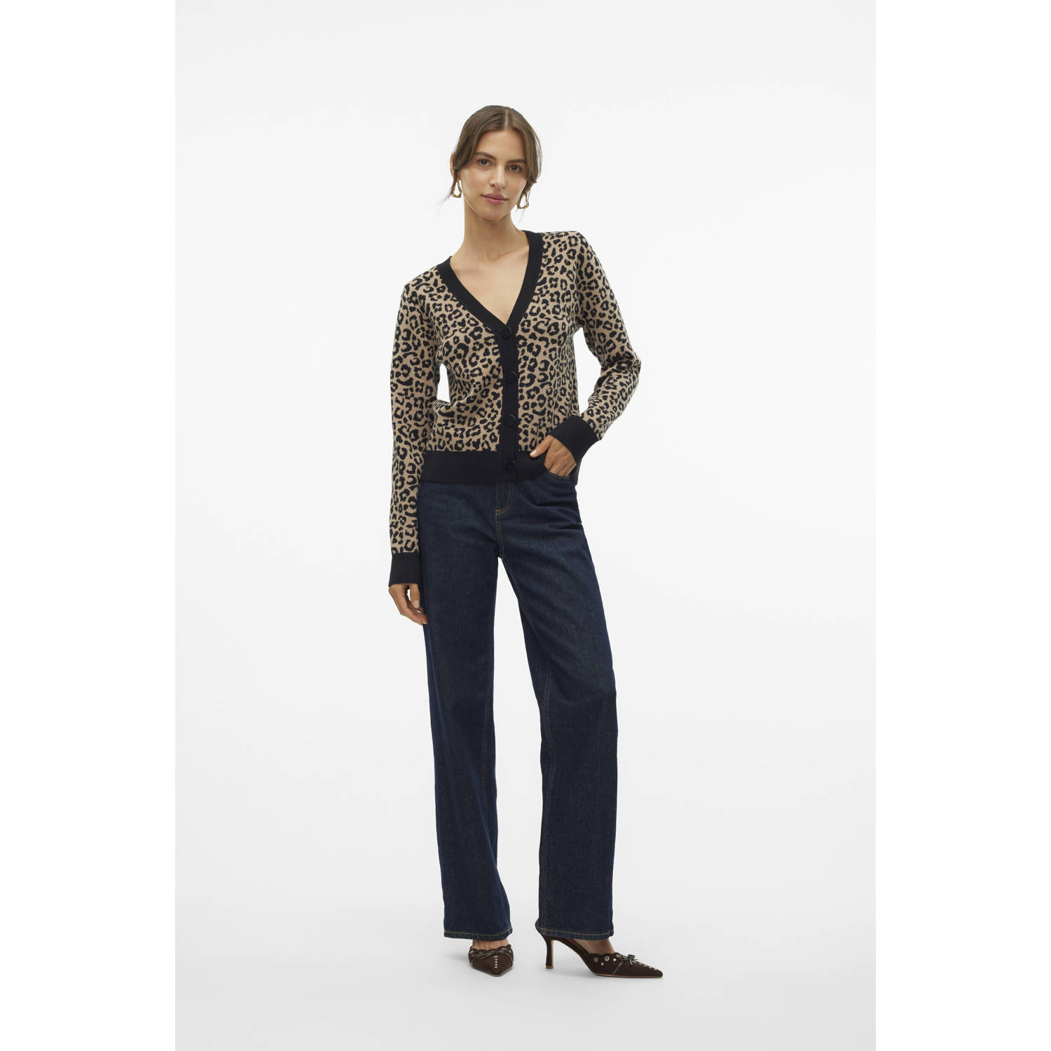 VERO MODA vest VMARIA met panterprint bruin zwart