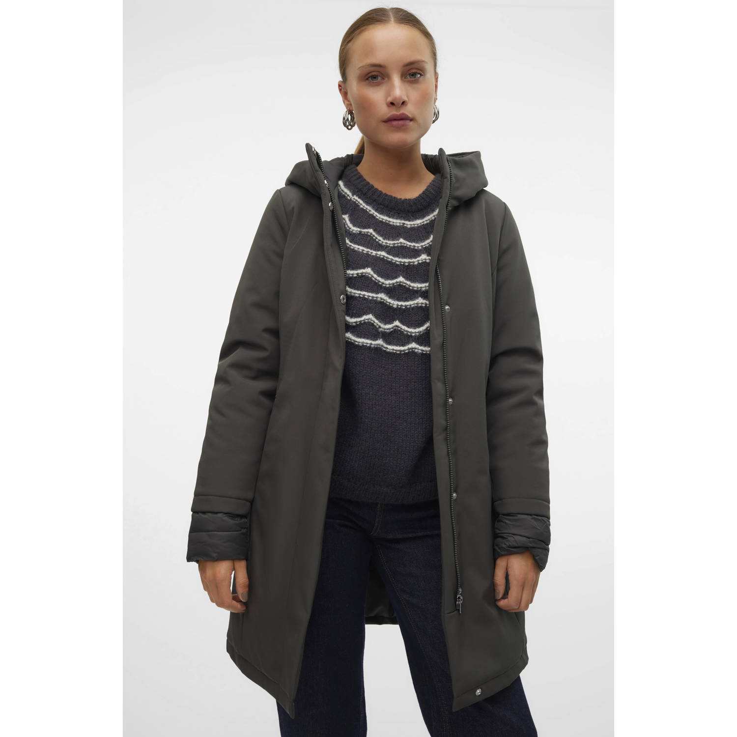 VERO MODA gewatteerde softshell winterjas donkergroen