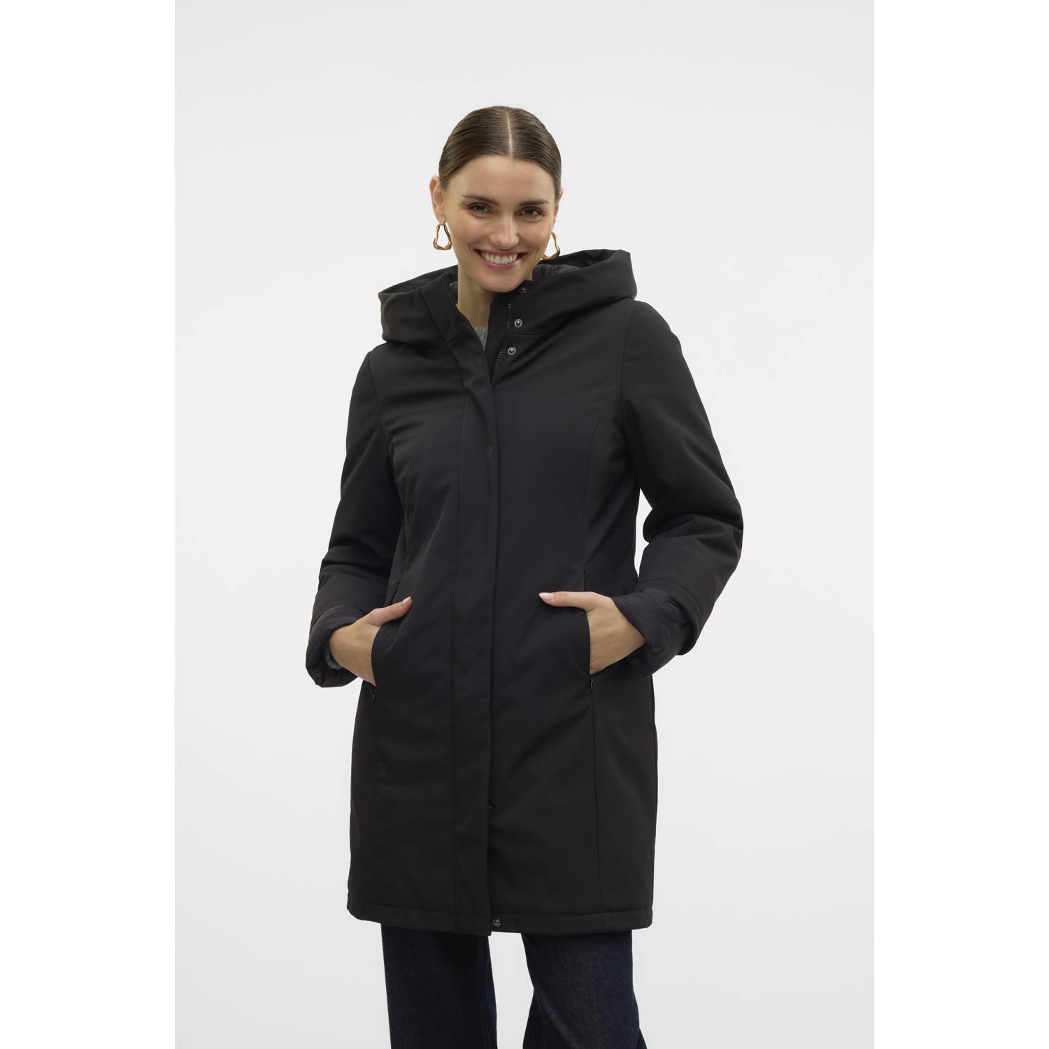VERO MODA gewatteerde softshell winterjas zwart