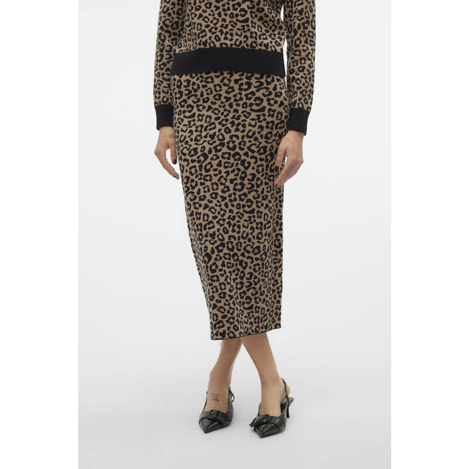 VERO MODA midi rok bruin