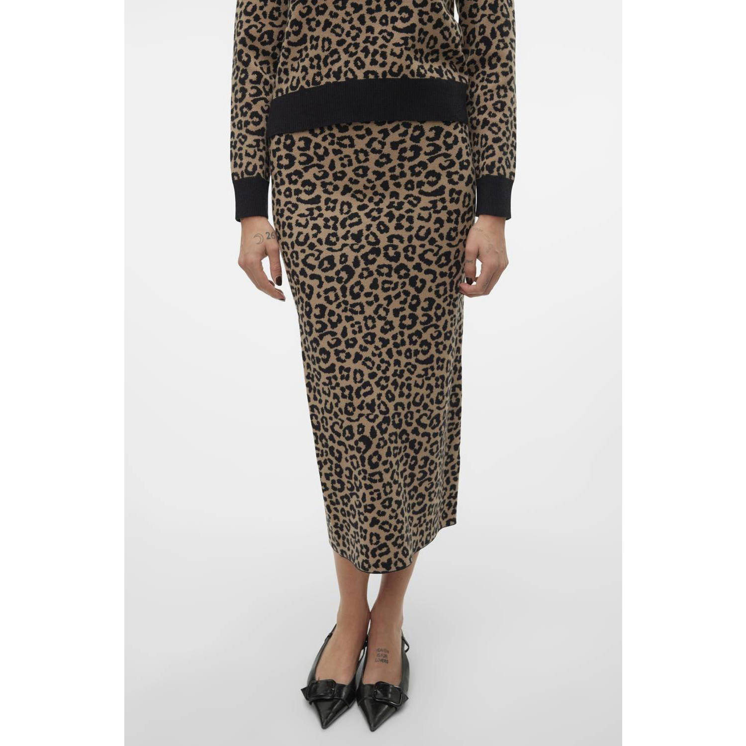 VERO MODA midi rok bruin
