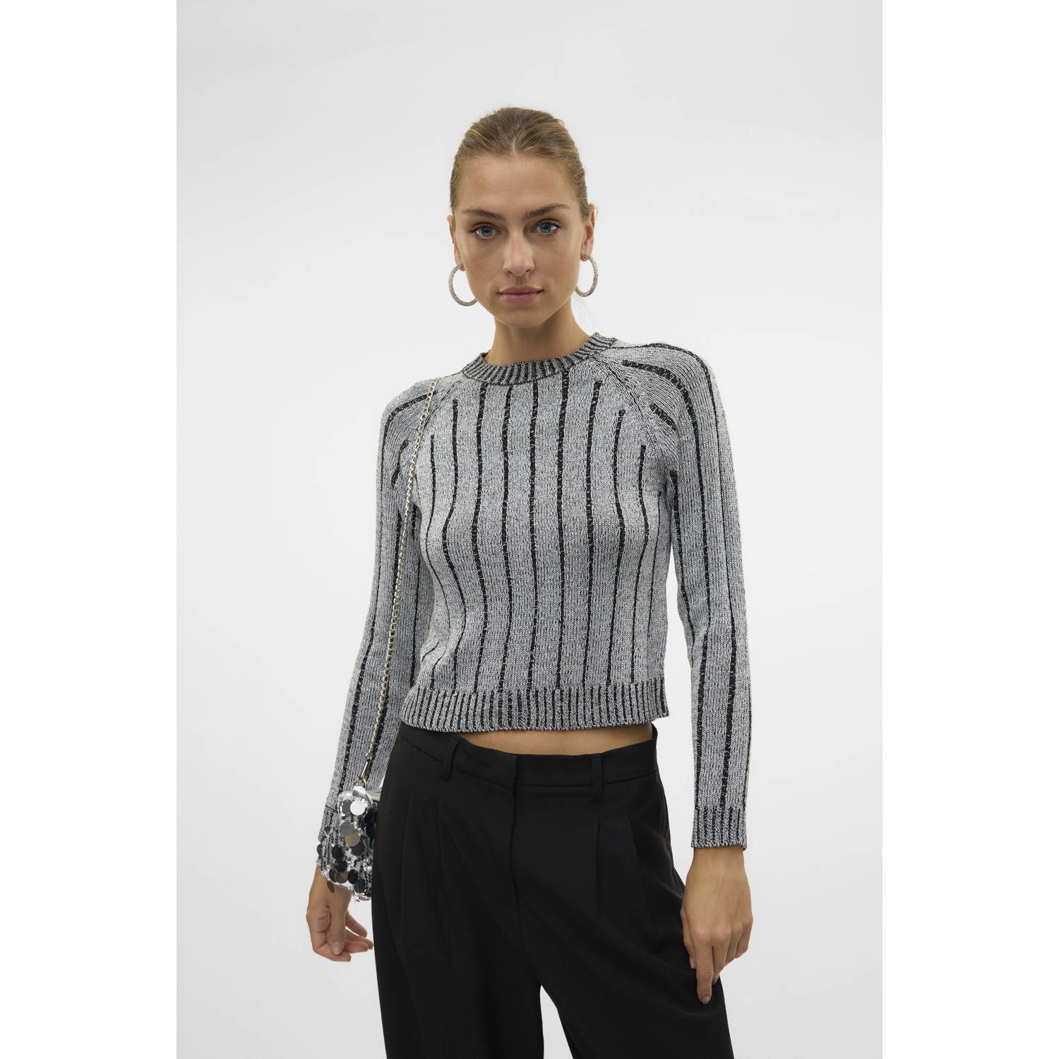 Vero Moda Regular fit gebreide pullover met ribstructuur met effectgaren model 'VANJA'
