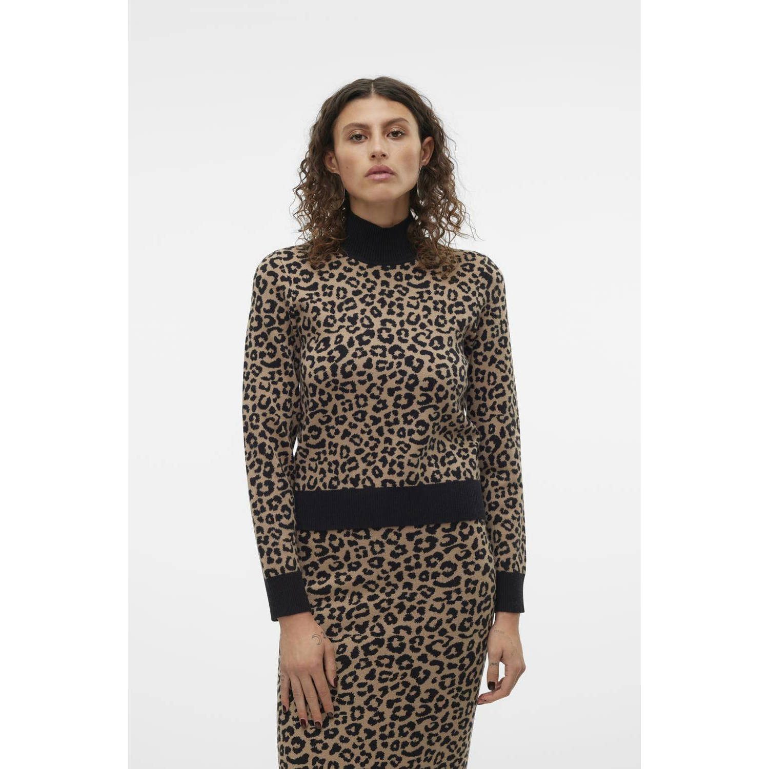 Vero Moda Regular fit gebreide pullover van viscosemix met geometrisch motief model 'ARIA'