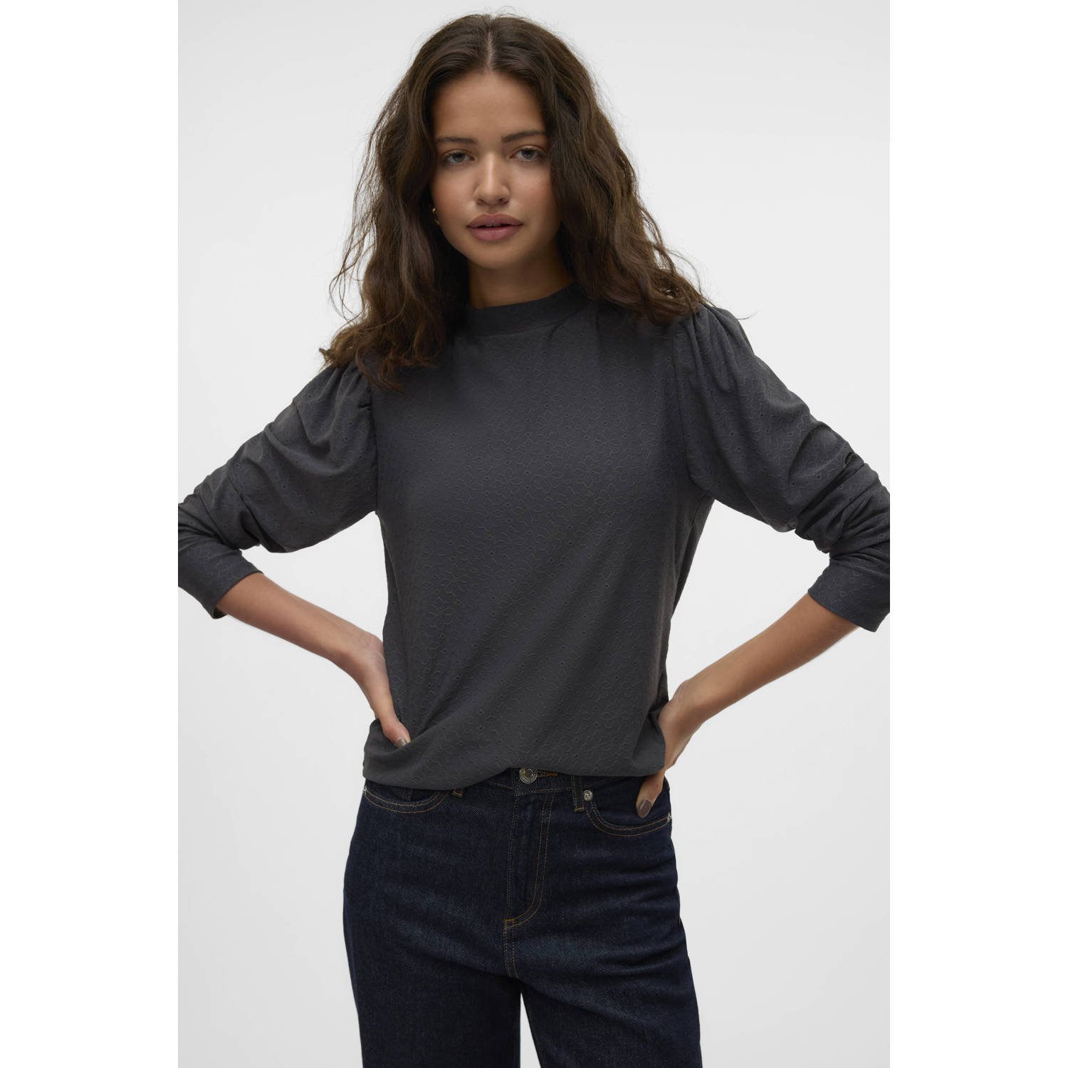 VERO MODA jersey top VMPAULINE antraciet
