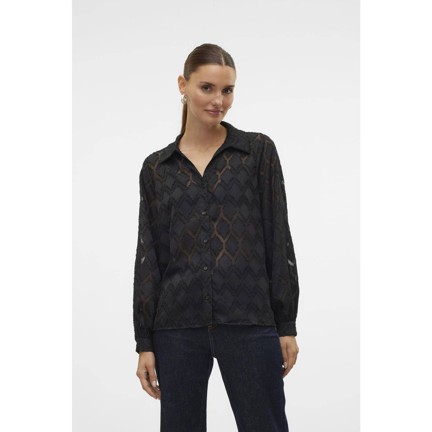 Vero Moda Zwart Overhemd Lange Mouwen | Freewear Zwart Black Dames