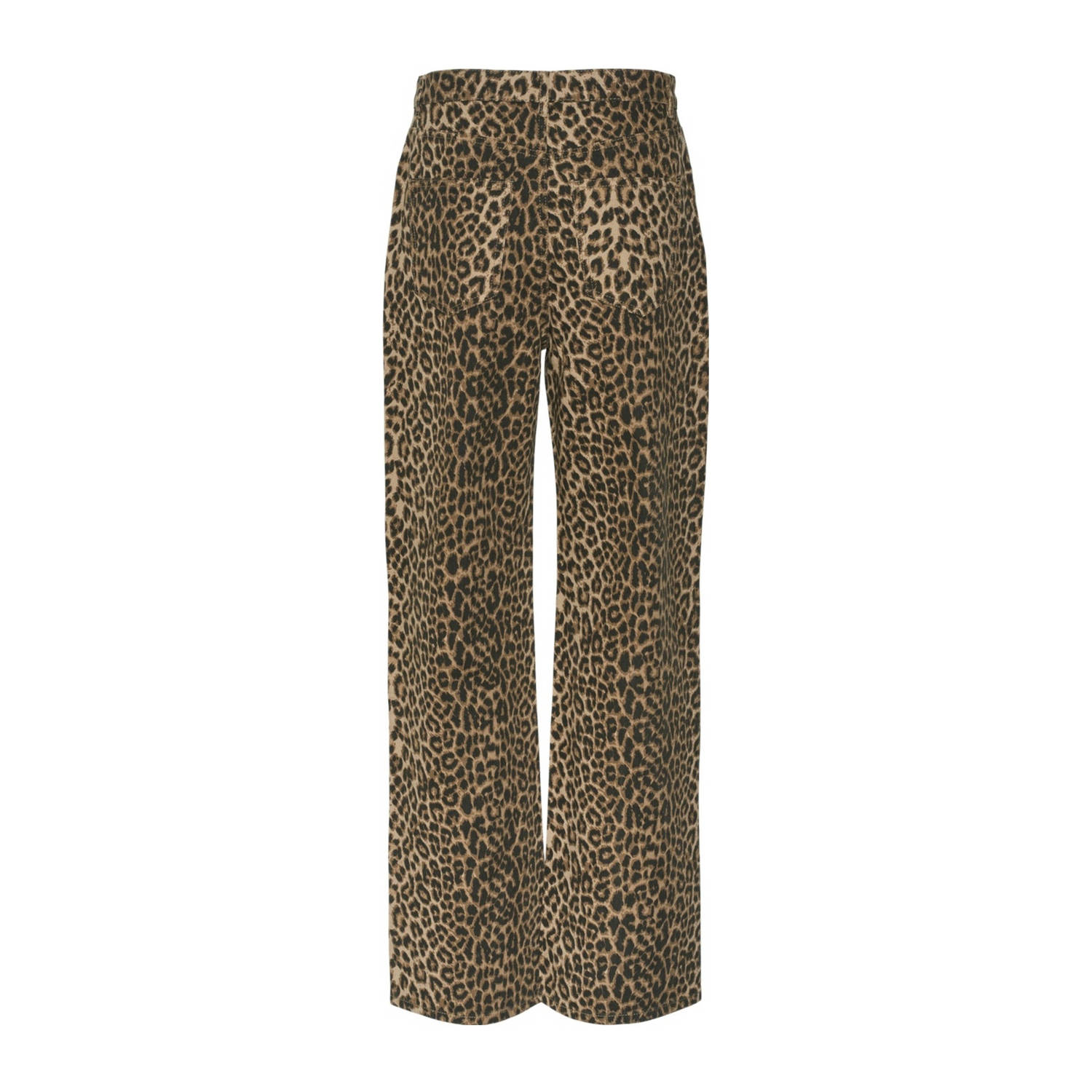 VERO MODA high waist wide leg jeans VMTESSA met panterprint beige zwart