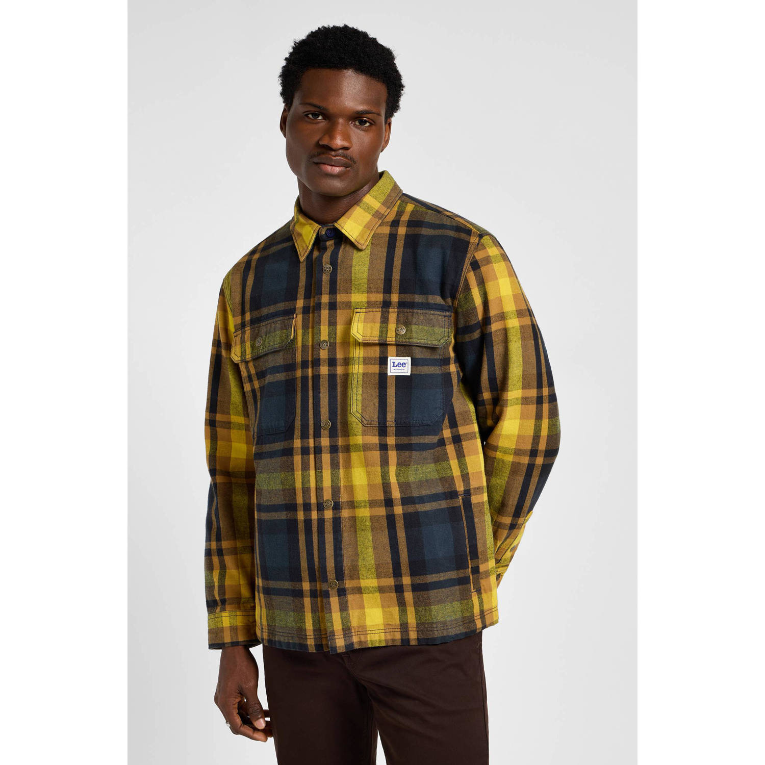 Lee geruit regular fit overshirt geel