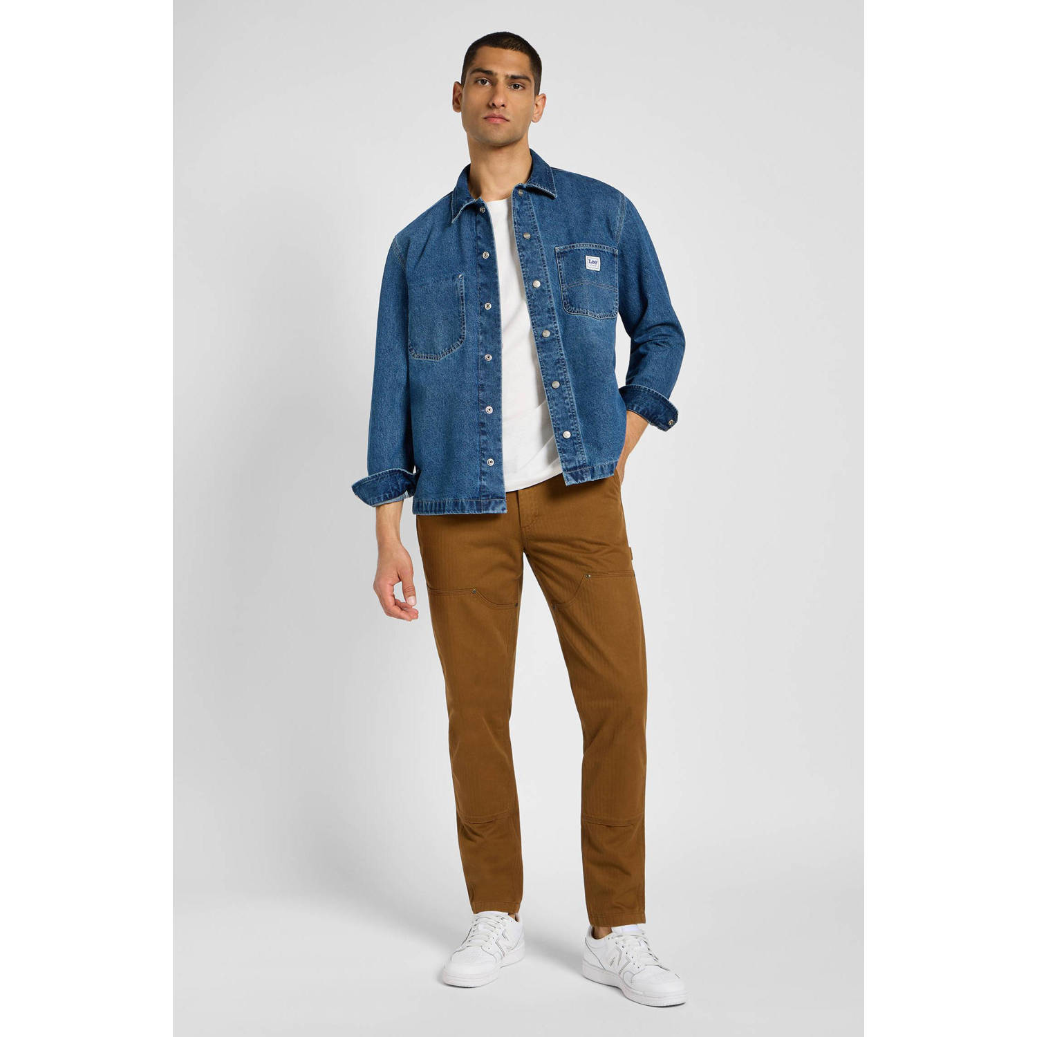 Lee regular fit overshirt met logo blauw