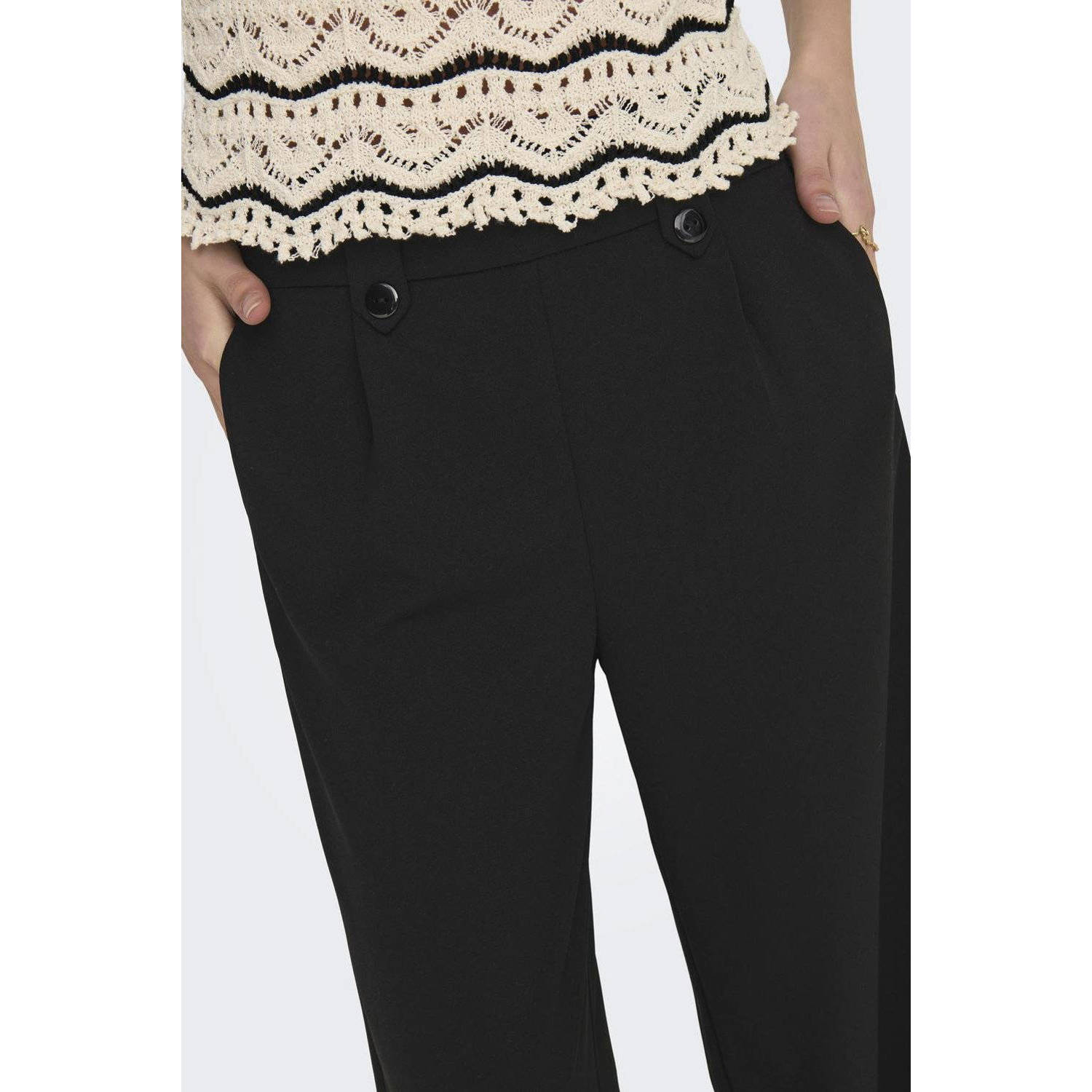 ONLY high waist straight fit pantalon zwart