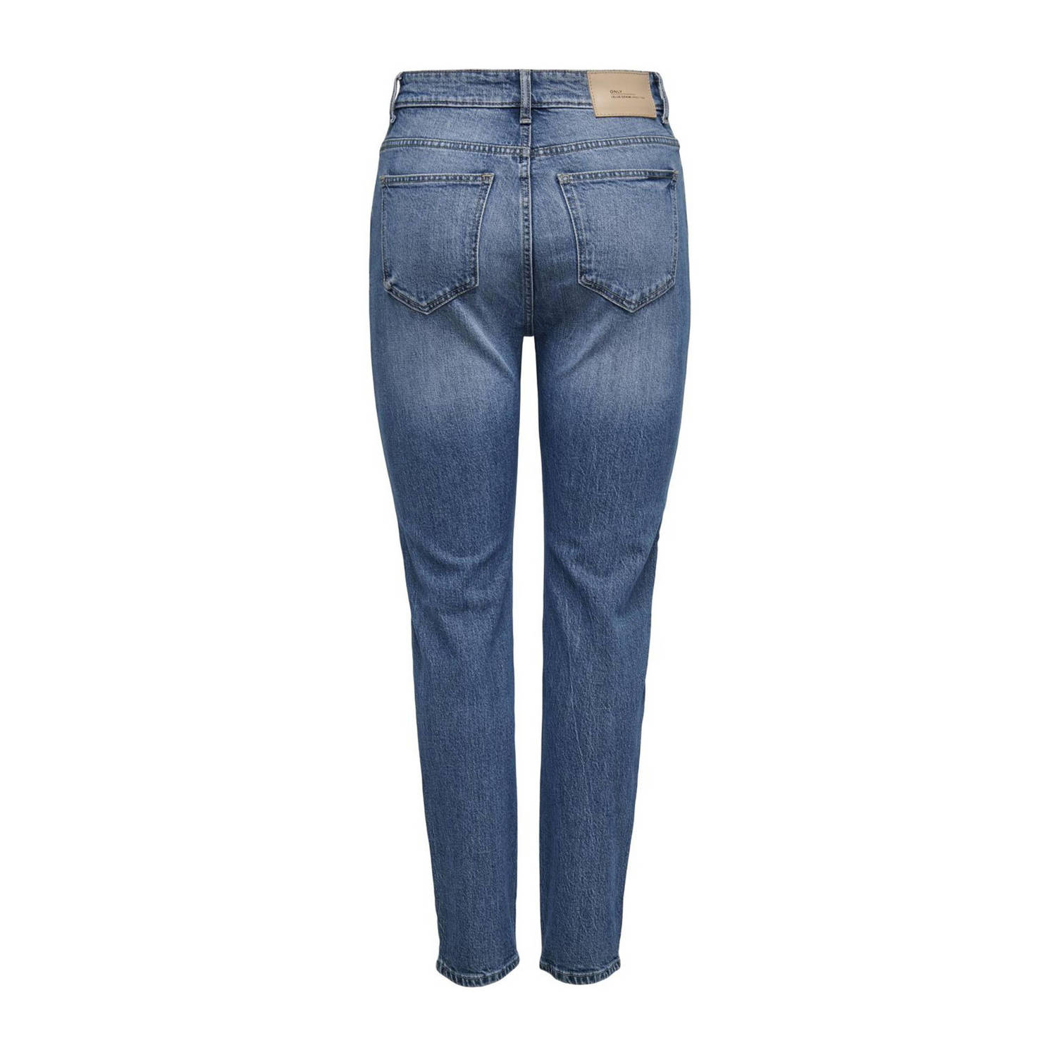 ONLY high waist cropped straight leg jeans ONLEMILY medium blue denim