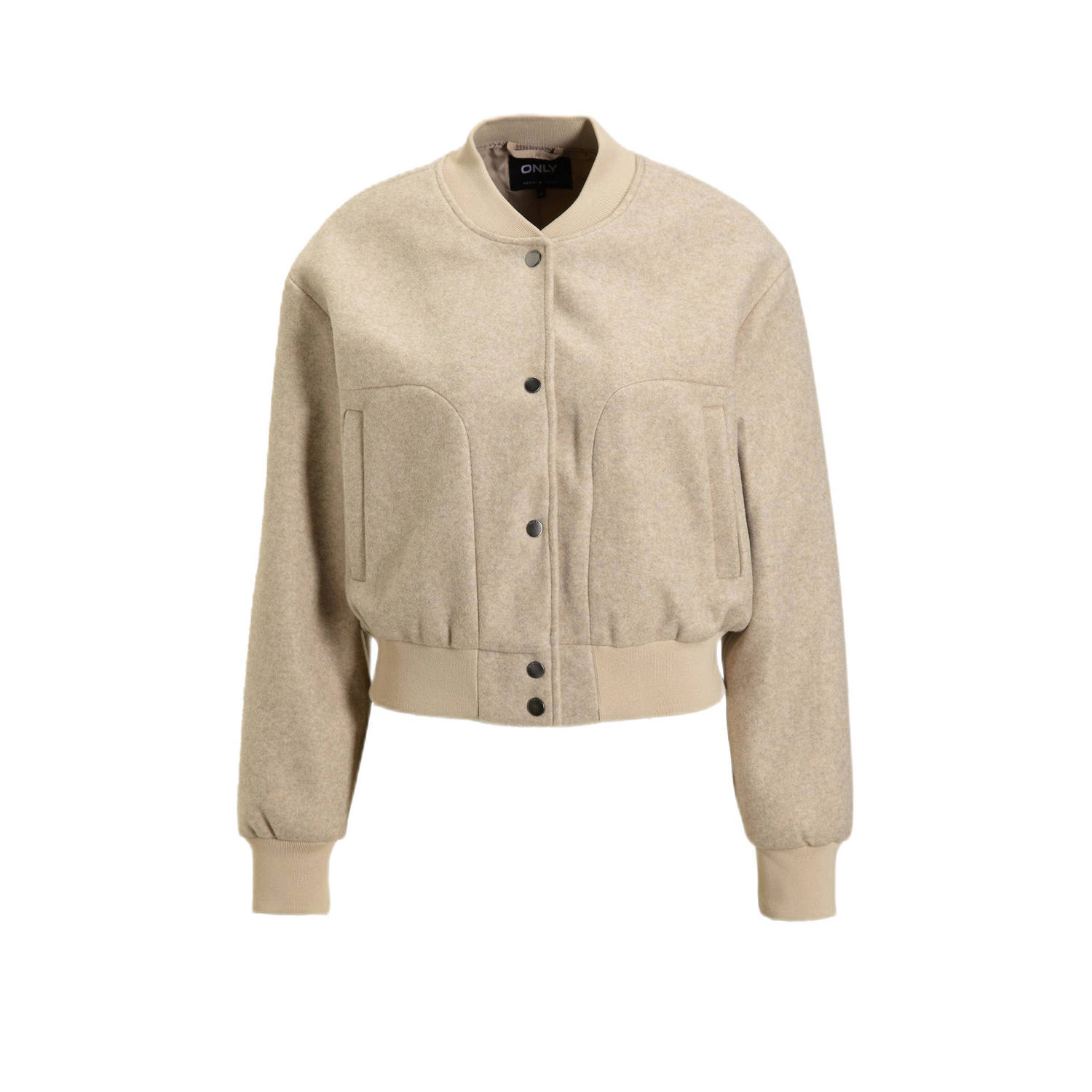 Only Beige Bomberjack Minimalistisch Ontwerp Beige Dames