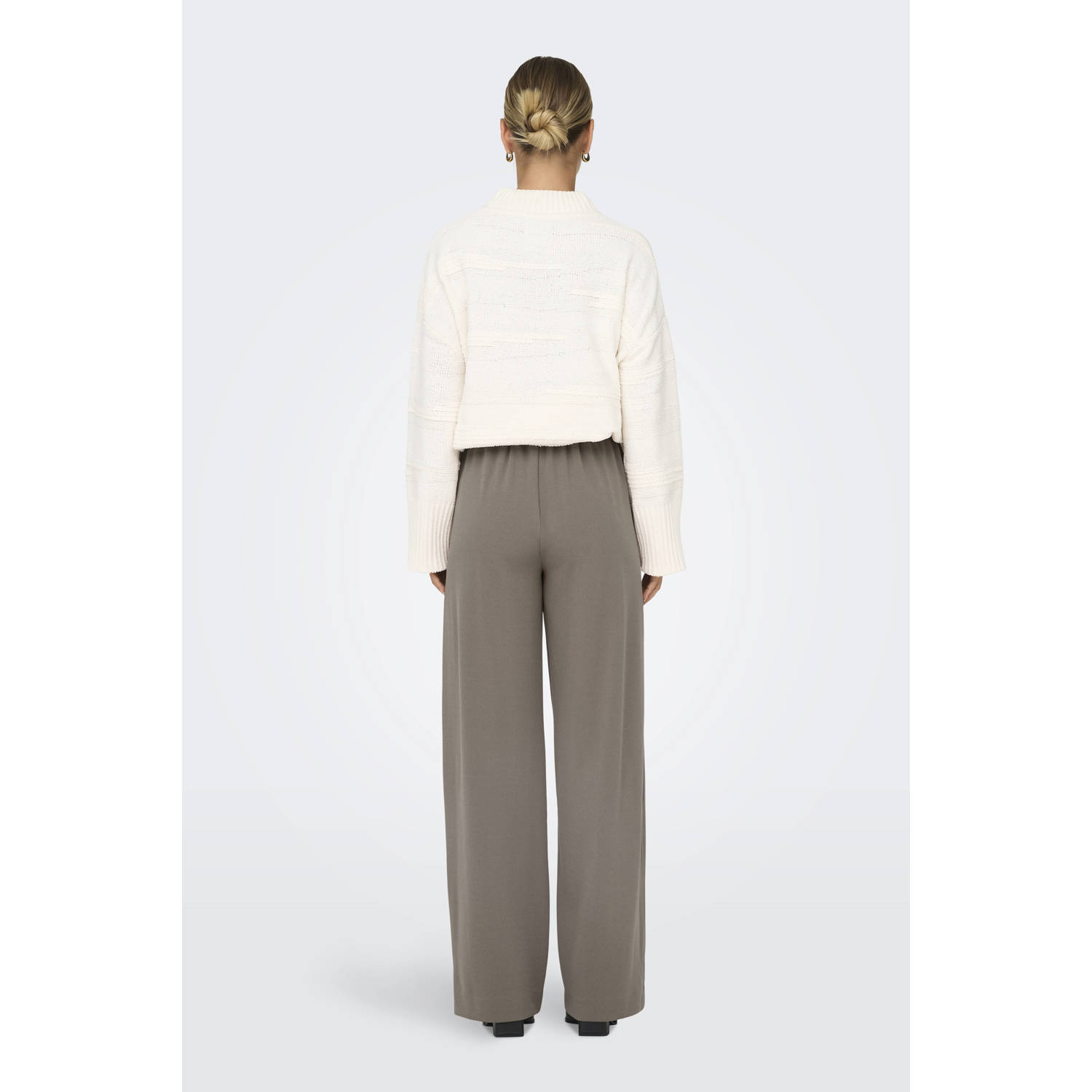 ONLY high waist straight fit pantalon taupe