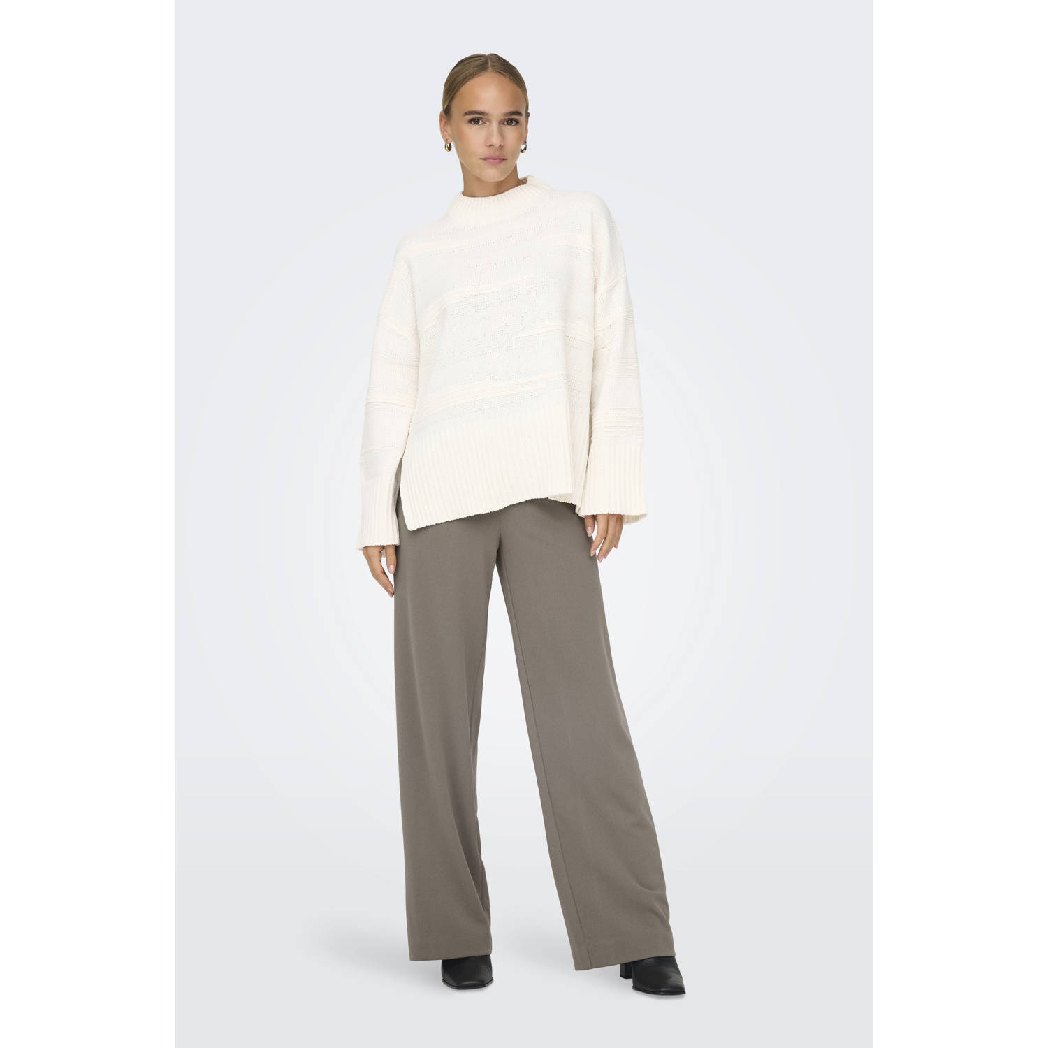 ONLY high waist straight fit pantalon taupe